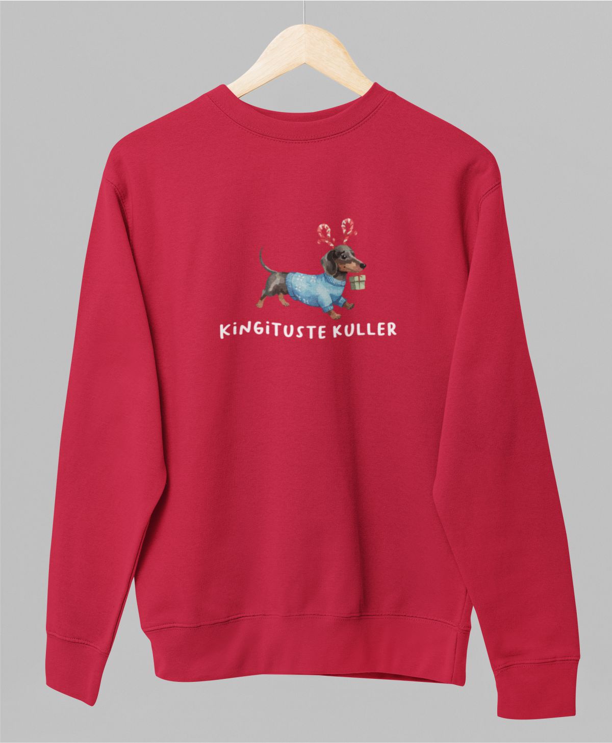 Punane UNISEX pusaer ilma kapuutsita "Kingituste kuller"