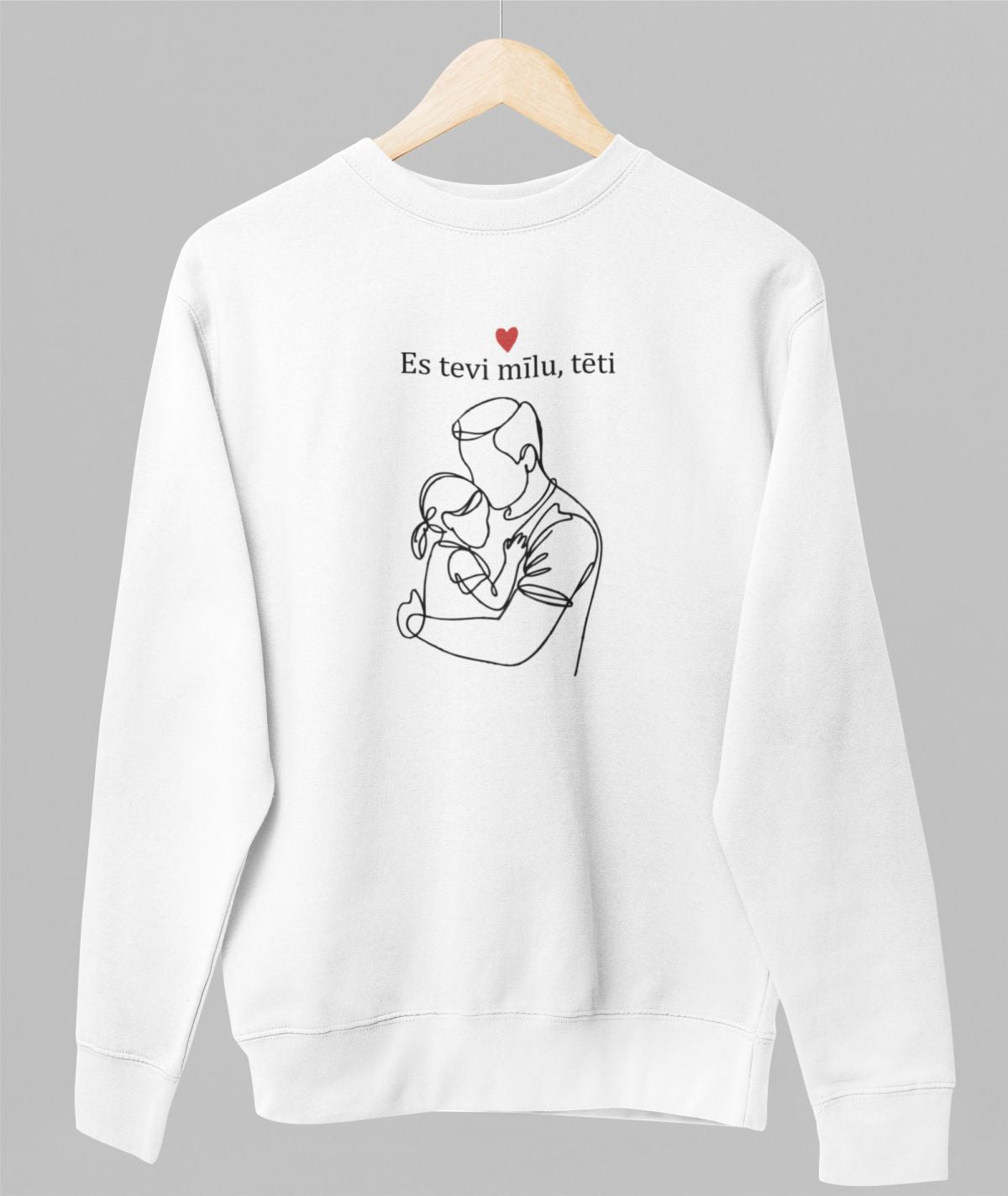 Balts UNISEX džemperis bez kapuces "Meitas mīlestība"