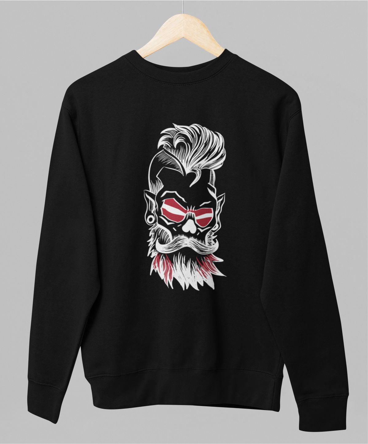 Melns UNISEX džemperis bez kapuces "Latviešu bārda"