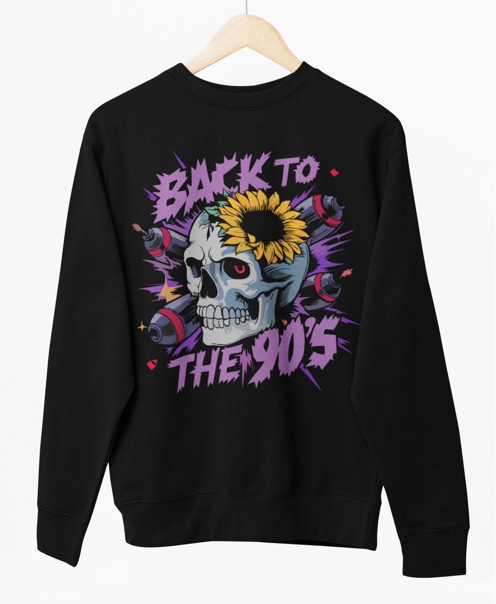Must UNISEX dressipluus ilma kapuutsita "Back to the 90's"