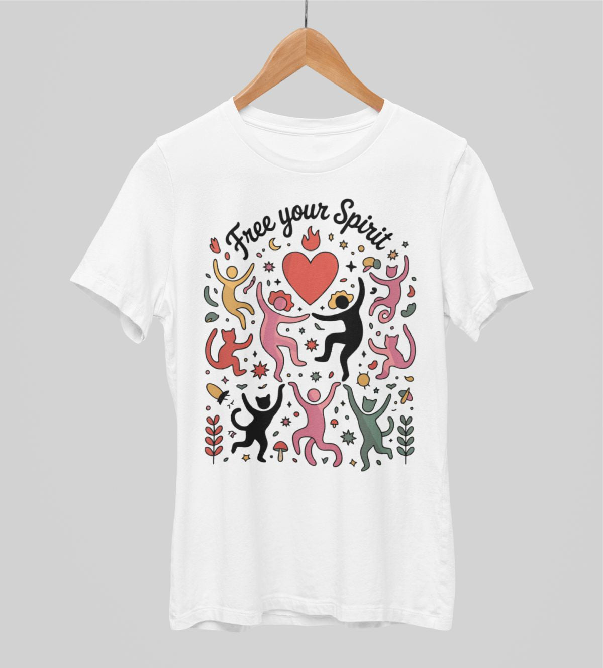 Valkoiset unisex T-paidat "Free your spirit"