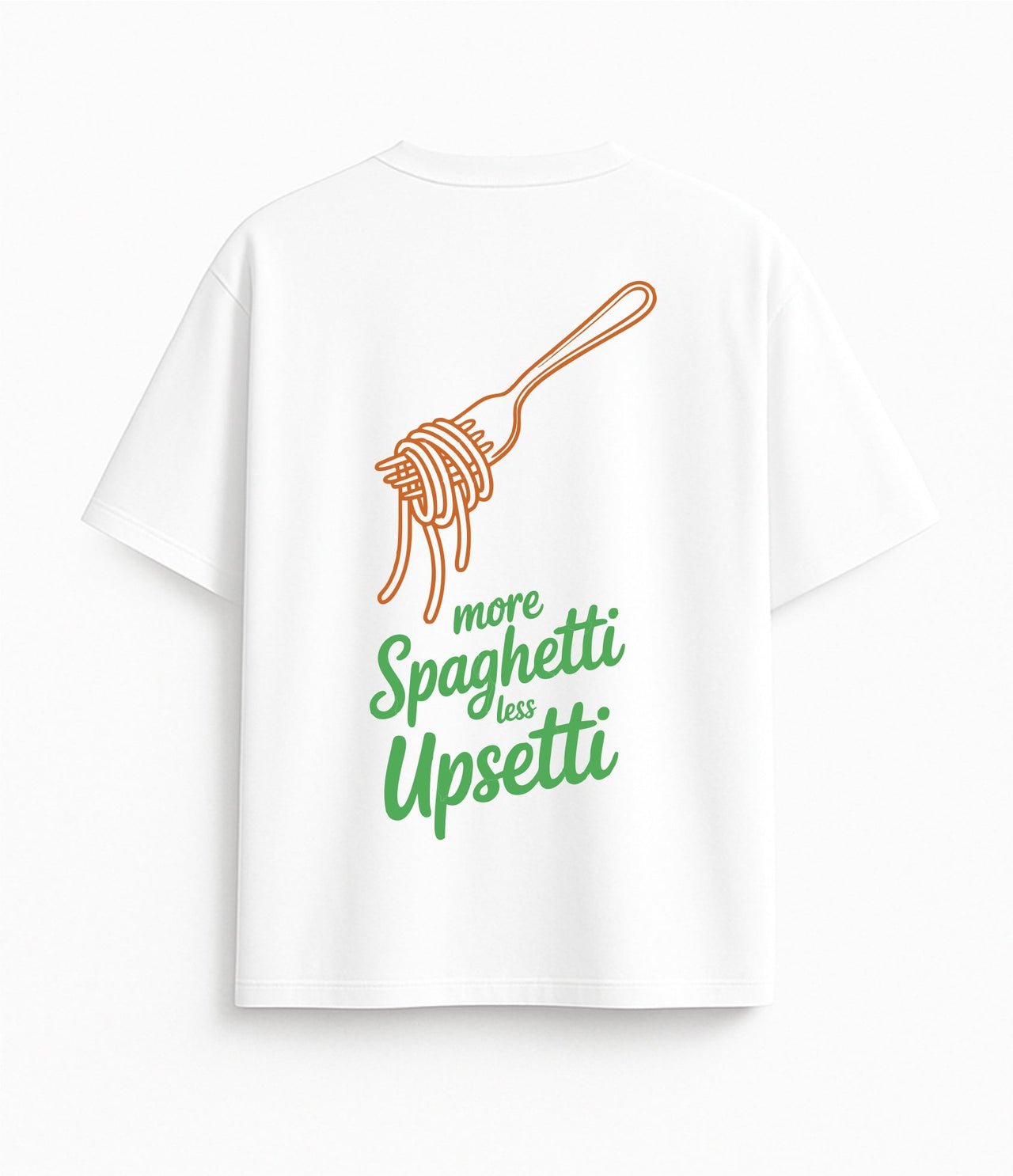 BALTI OVERSIZED MARŠKINĖLIAI "MAKARONAI YRA LAIMĖ"