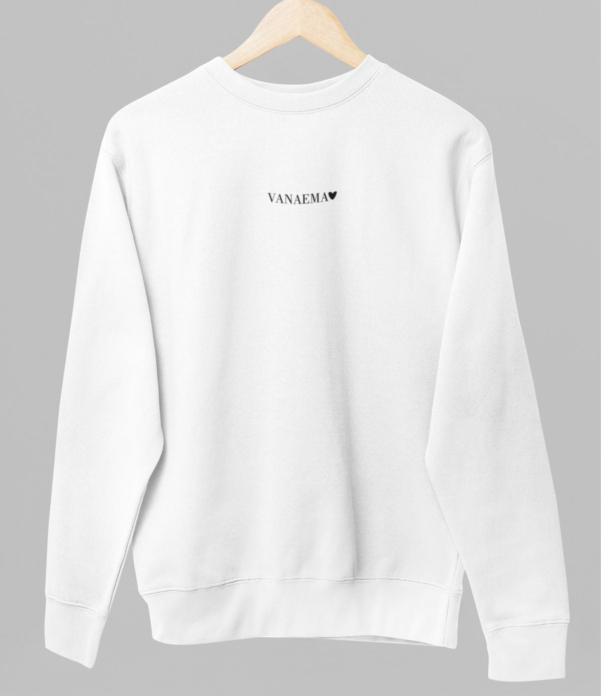Valge UNISEX dressipluus ilma kapuutsita "Vanaisa südamega"