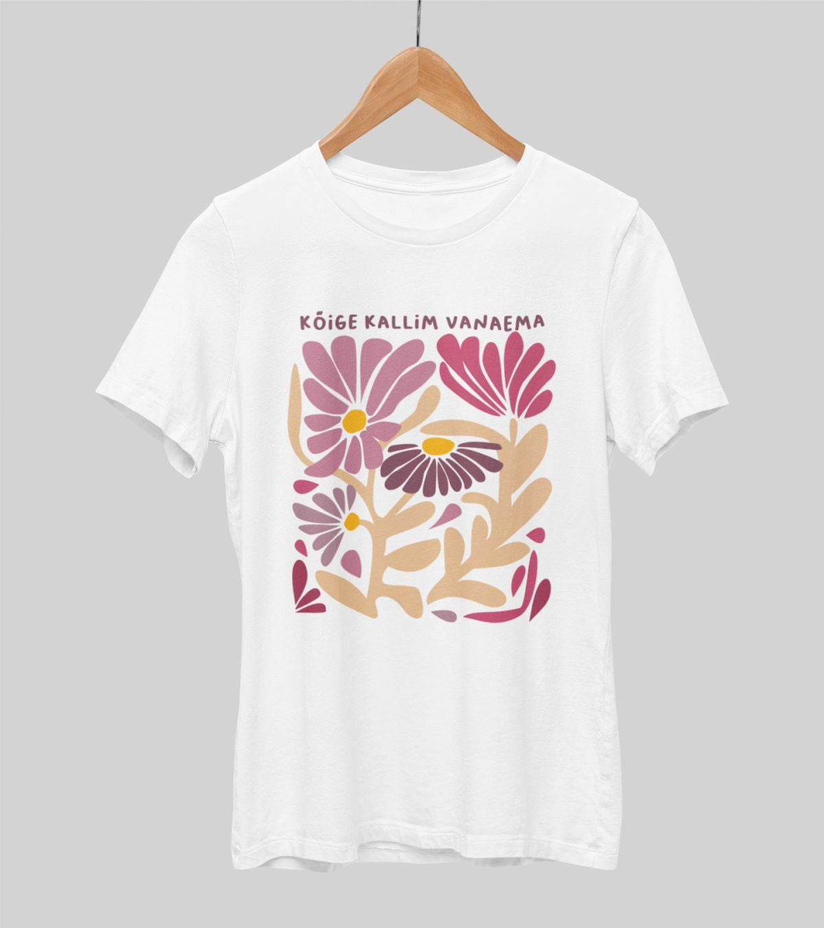 Valged UNISEX T-särgid "Vanaema lilleaed"