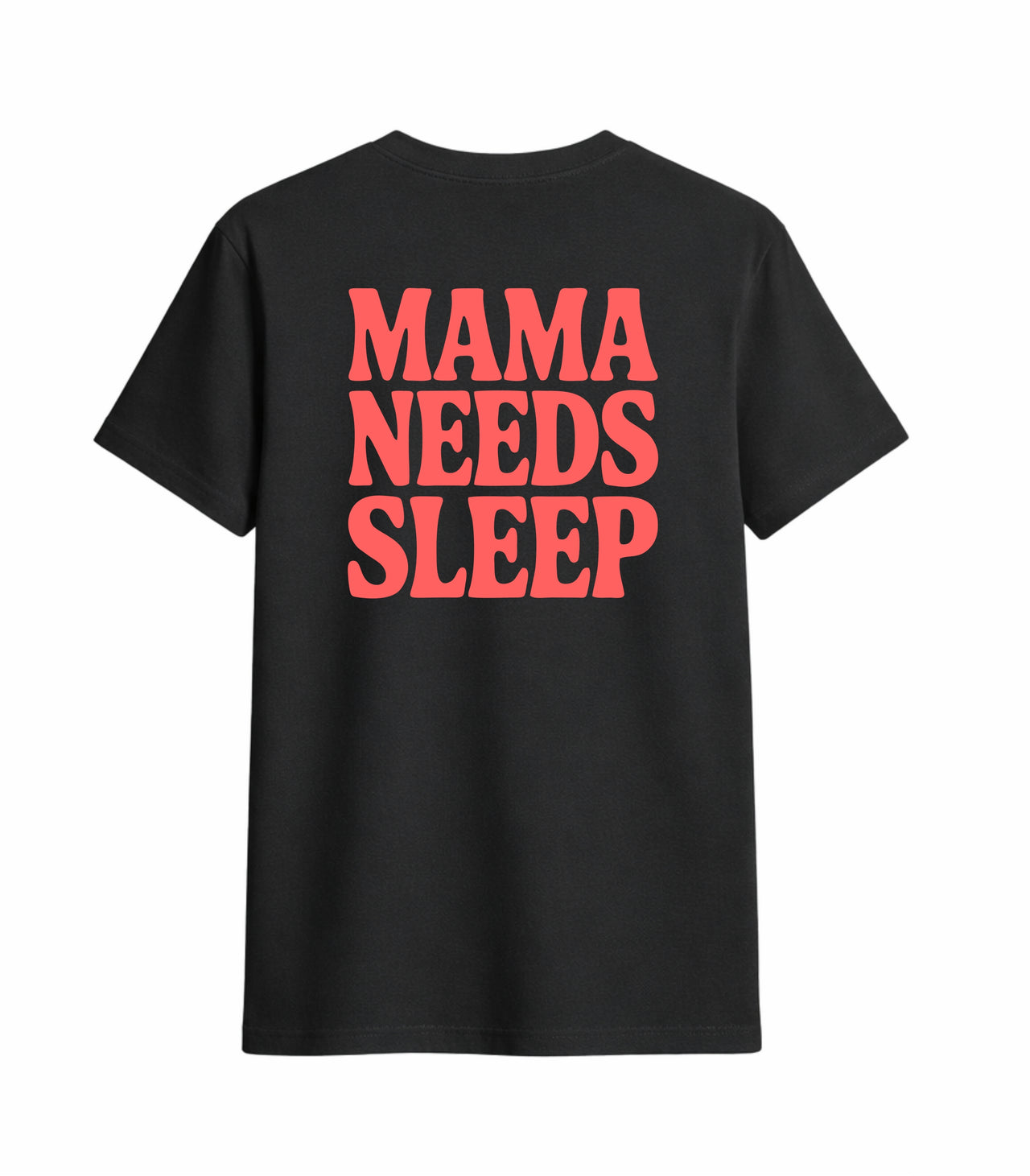 JUODI KLASIKINIAI UNISEX MARŠKINĖLIAI "MAMA NEEDS SLEEP"