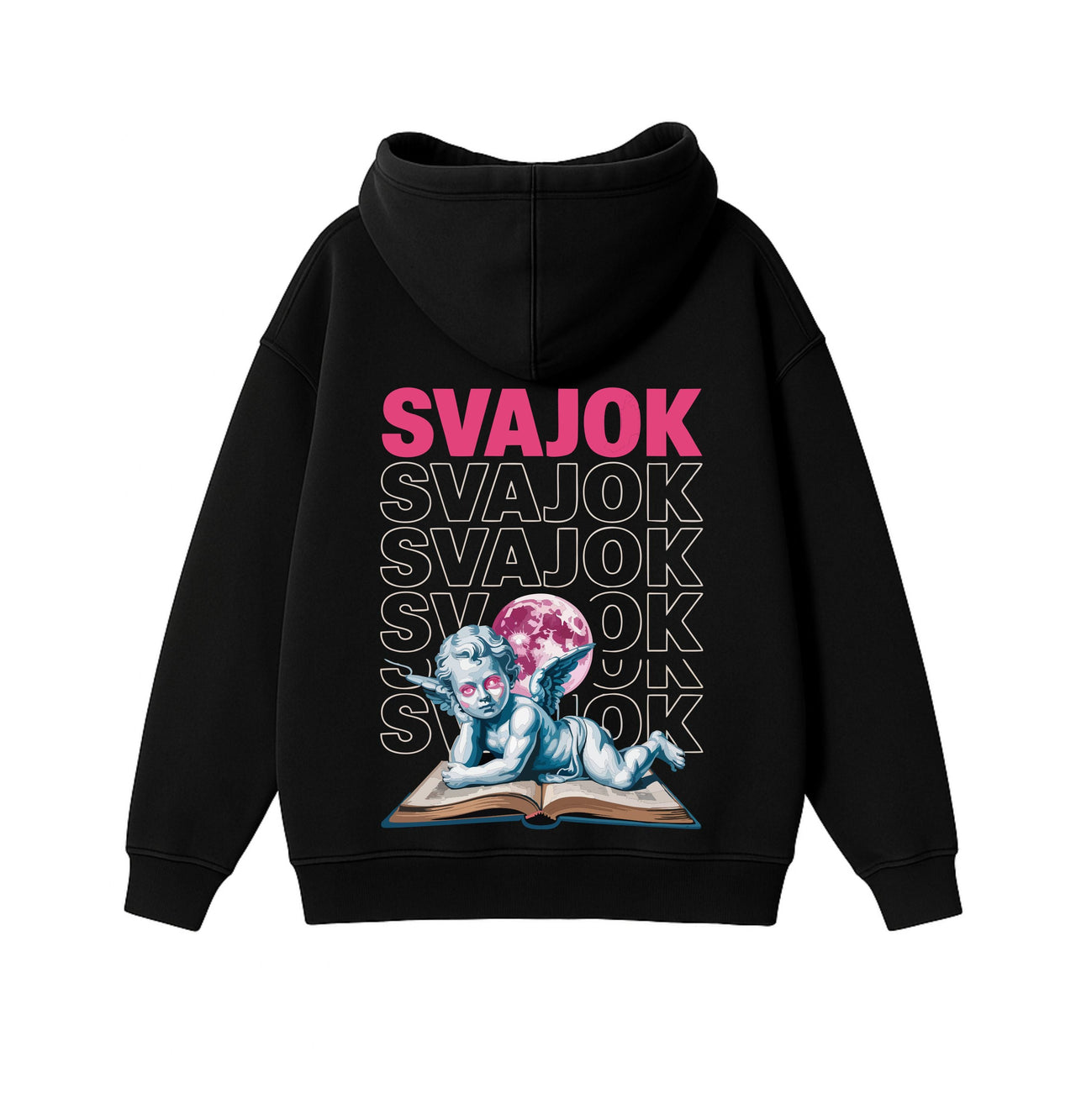 JUODAS OVERSIZED STOROS MEDŽIAGOS DŽEMPERIS "SVAJOK"