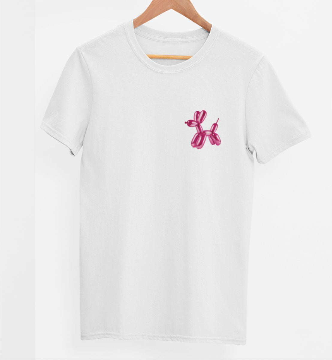 Vit UNISEX T-shirt “Aufgeblasener Hund”