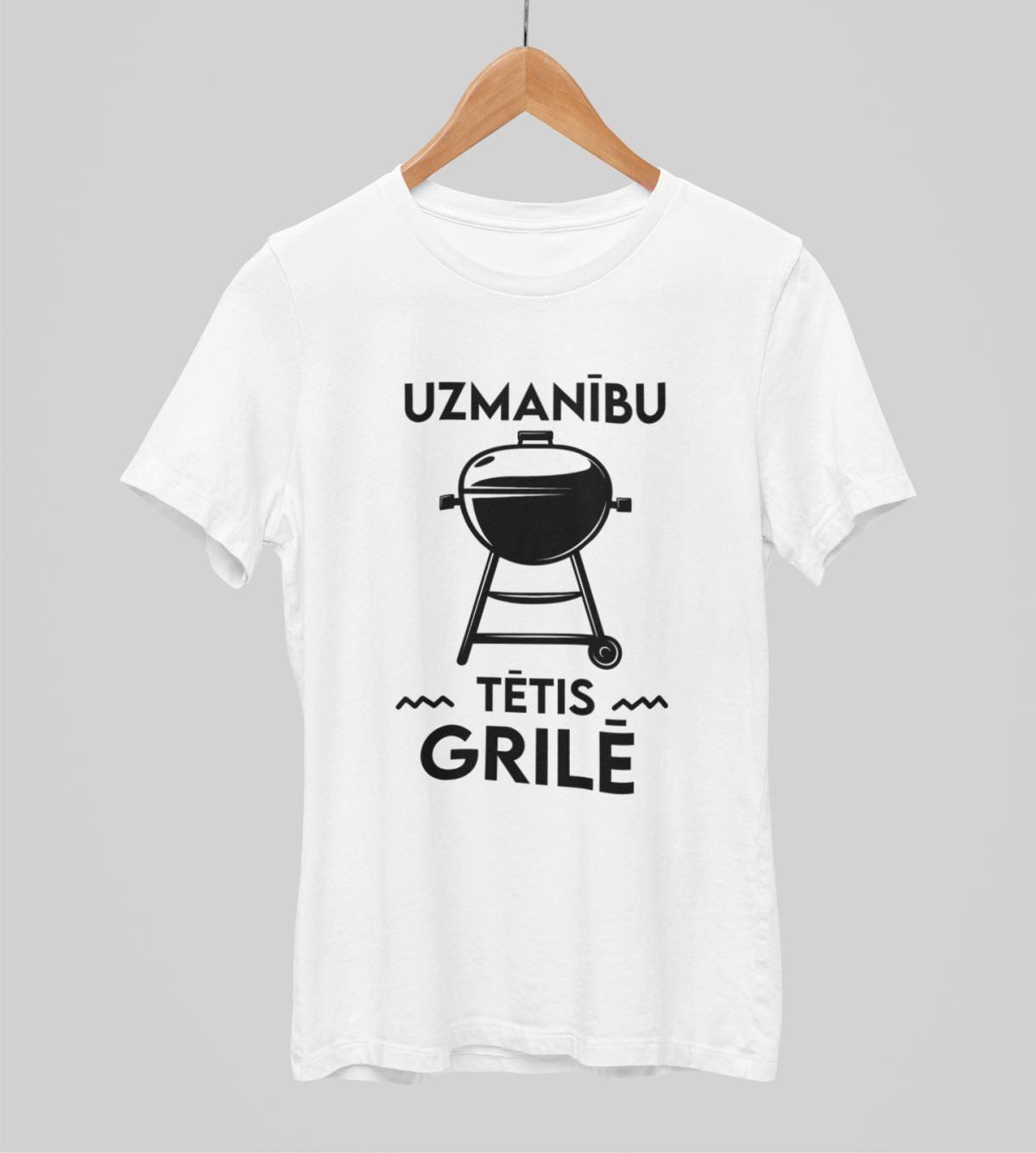 Balti UNISEX krekli "Uzmanību, tētis grilē"