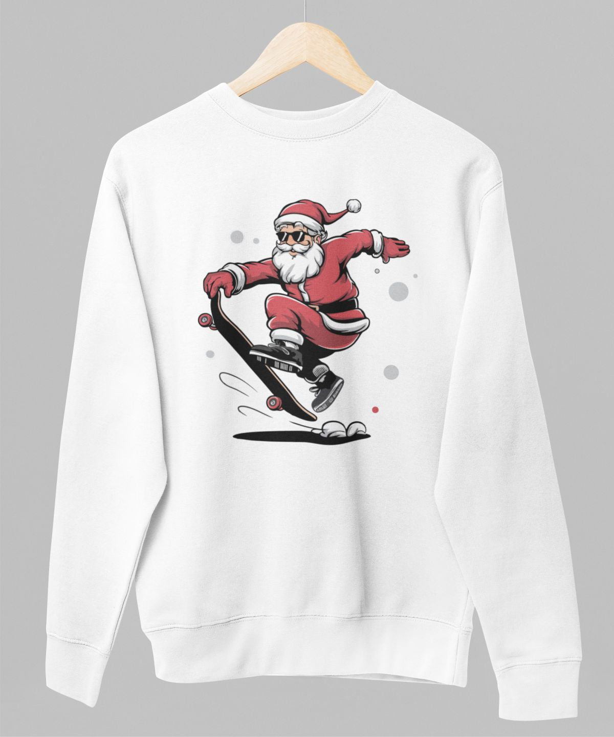 Balts UNISEX džemperis bez kapuces "Steidzamies dāvināt"