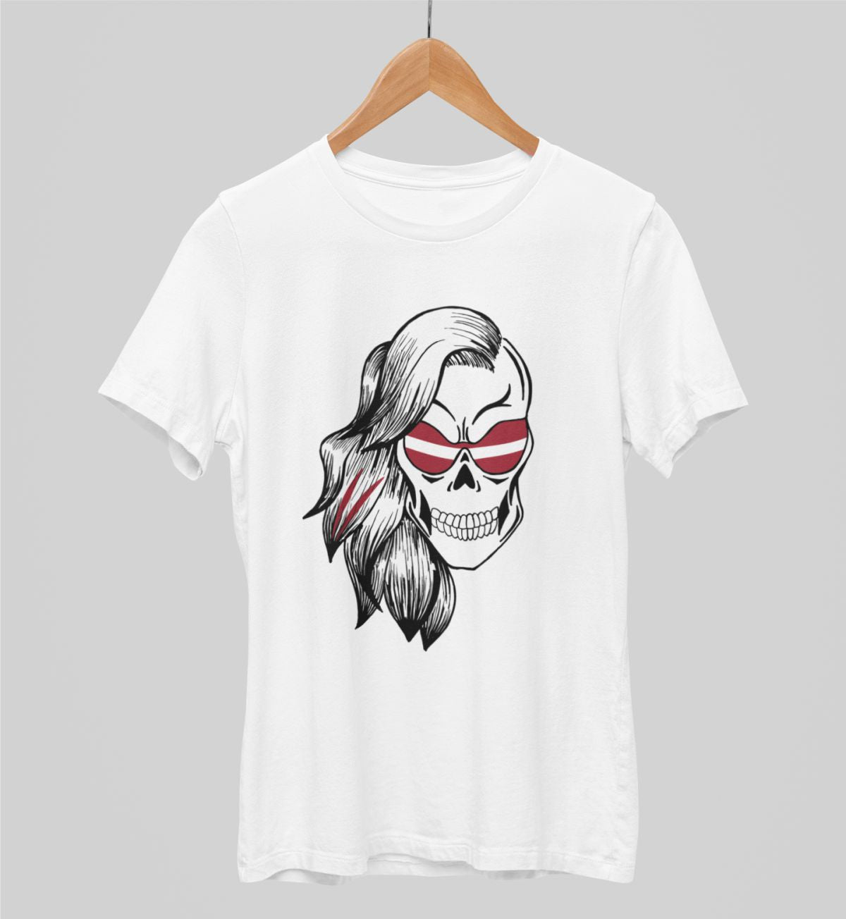 Balti UNISEX krekli "Latviešu galvaskauss"