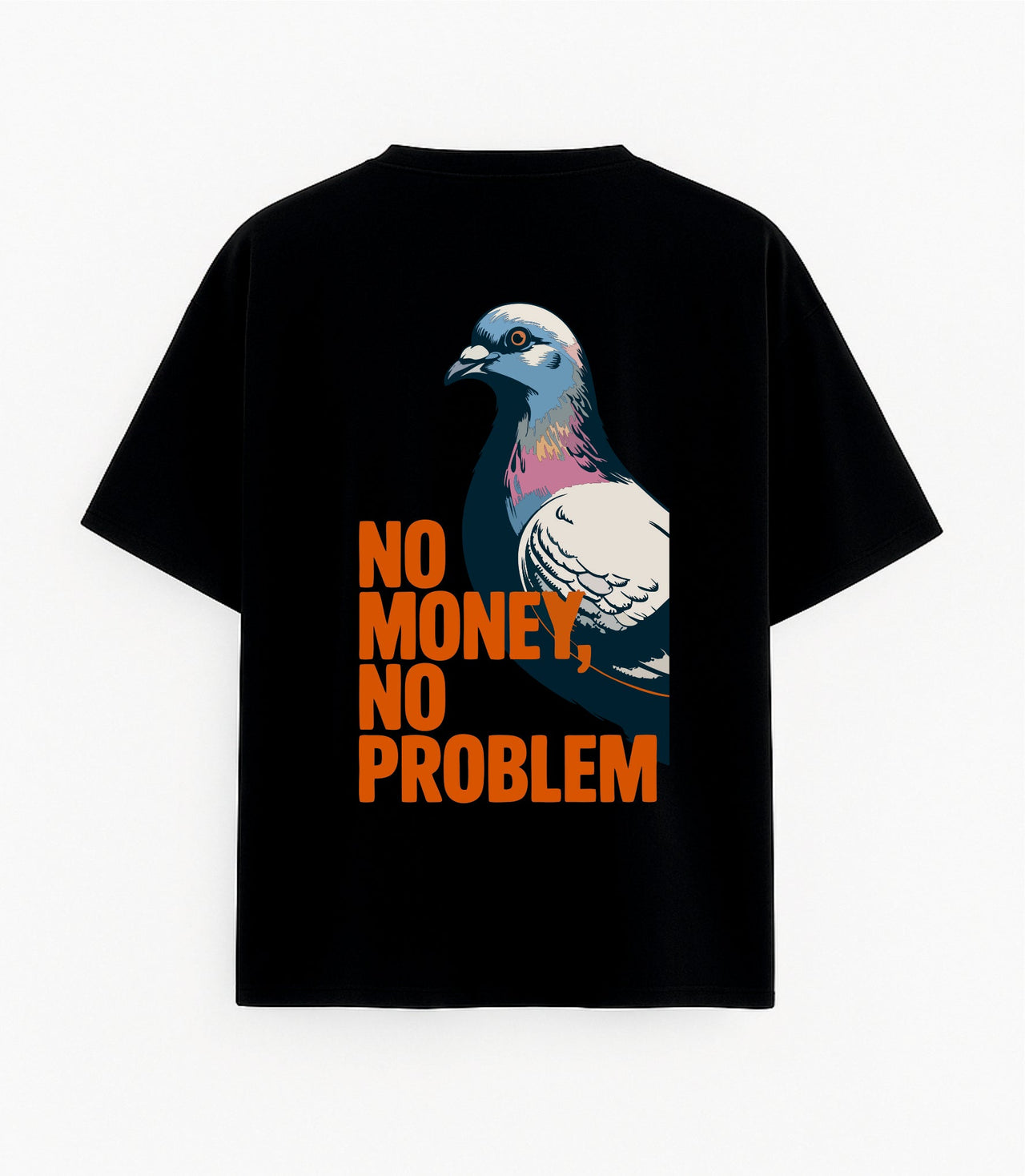 JUODI OVERSIZED MARŠKINĖLIAI "NO MONEY, NO PROBLEM"