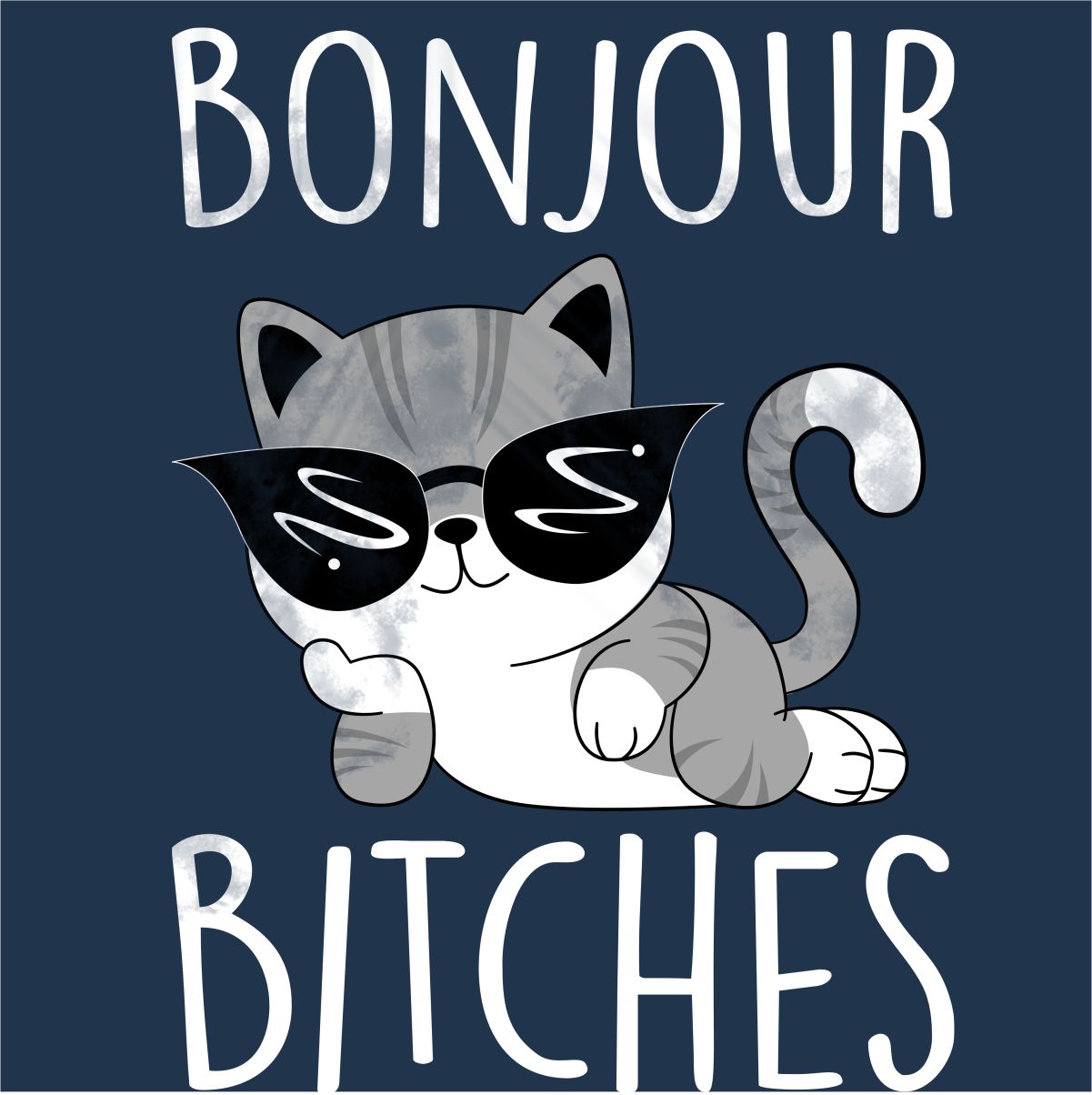 Zils UNISEX džemperis bez kapuces "Bonjour bitches"