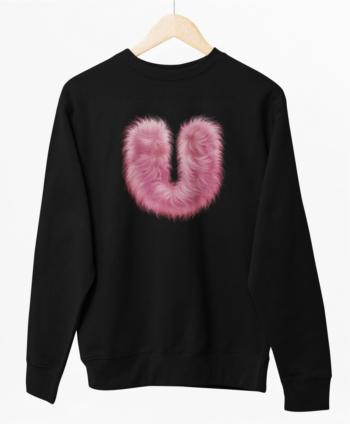 Must UNISEX kapuutsita pusa "U täht"