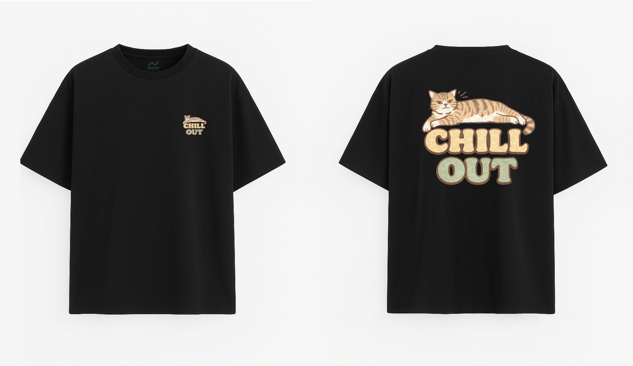 Oversized black T-shirt "Chill out"