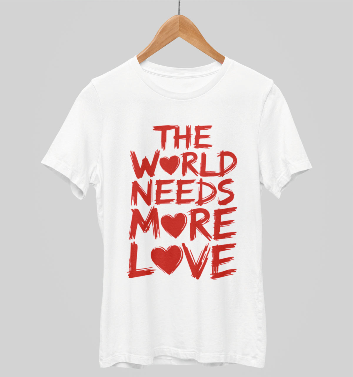 Valkoiset unisex T-paidat "More love"