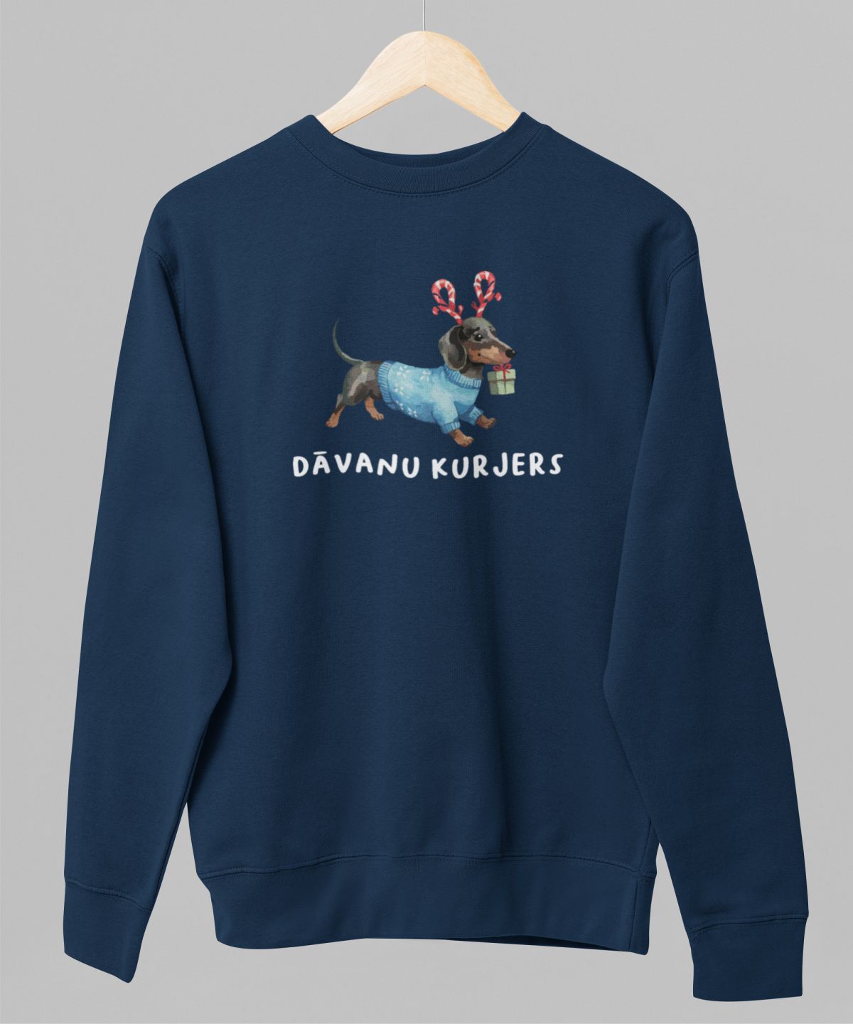 Zils UNISEX džemperis bez kapuces "Dāvanu kurjers"