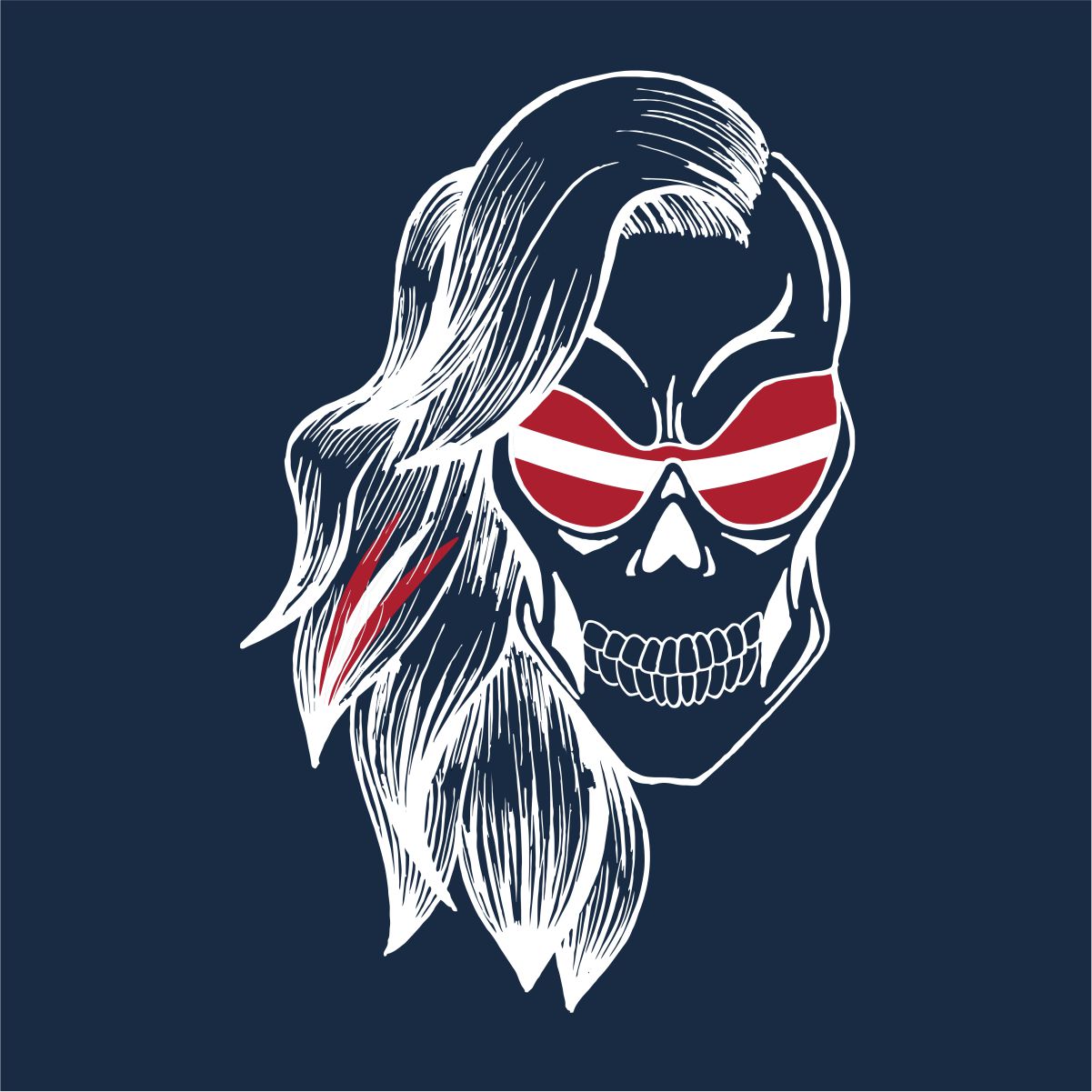 Zils UNISEX džemperis bez kapuces "Latviešu galvaskauss"