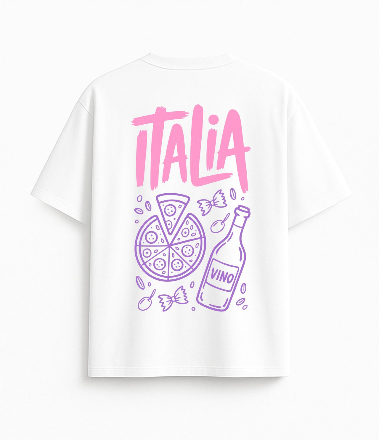 BALTI OVERSIZED MARŠKINĖLIAI "ITALIJOS SKONIAI"