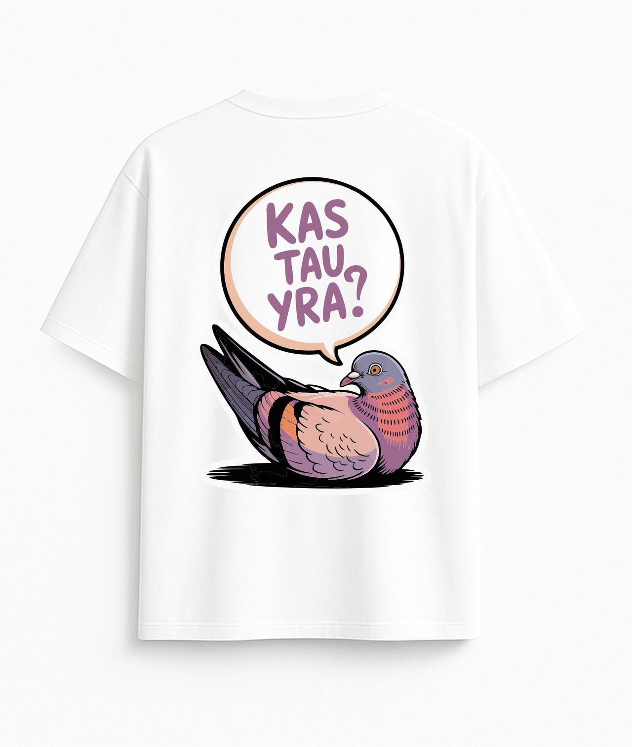 BALTI OVERSIZED MARŠKINĖLIAI "KAS TAU YRA?"