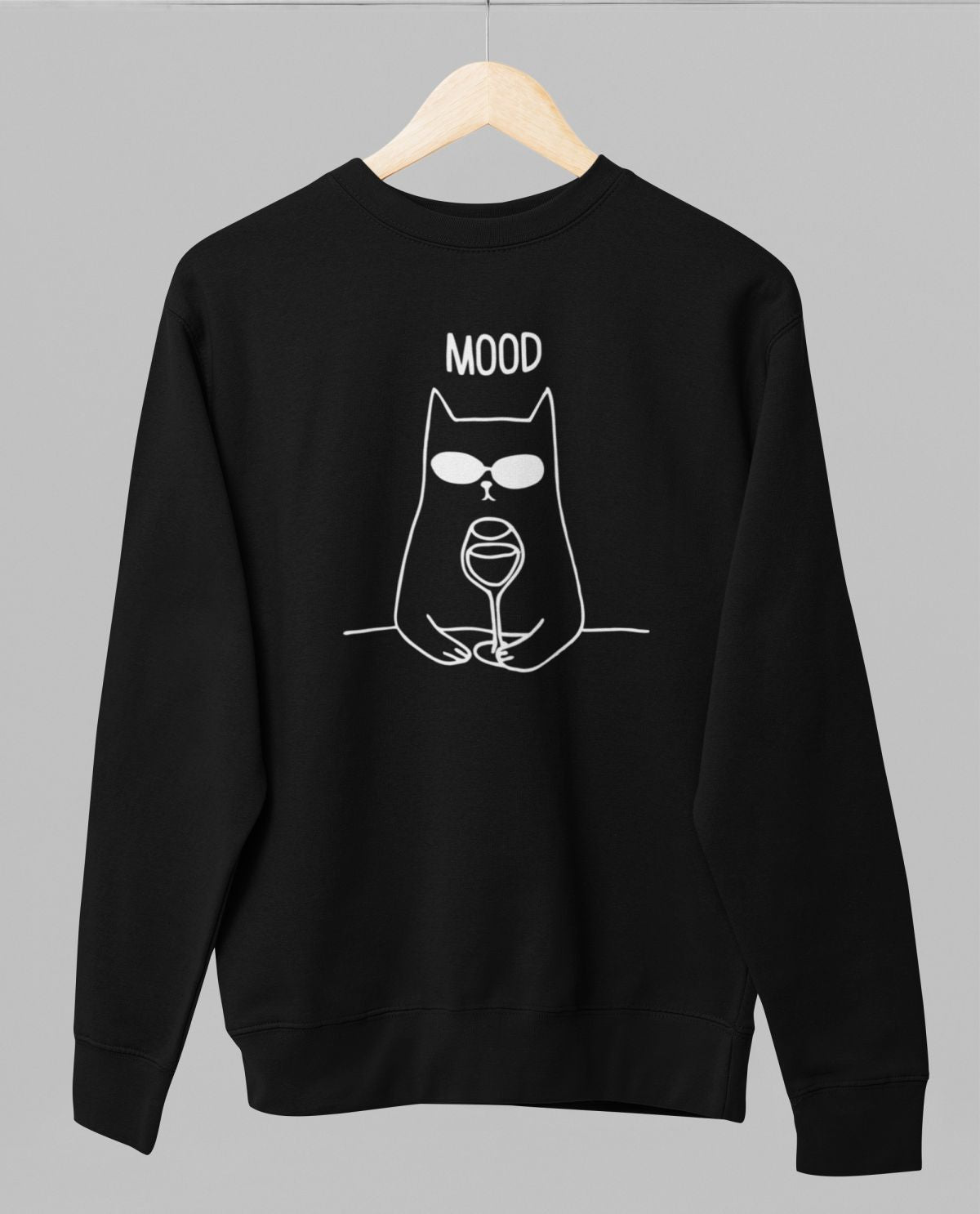 Musta unisex collegepaita "Mood"