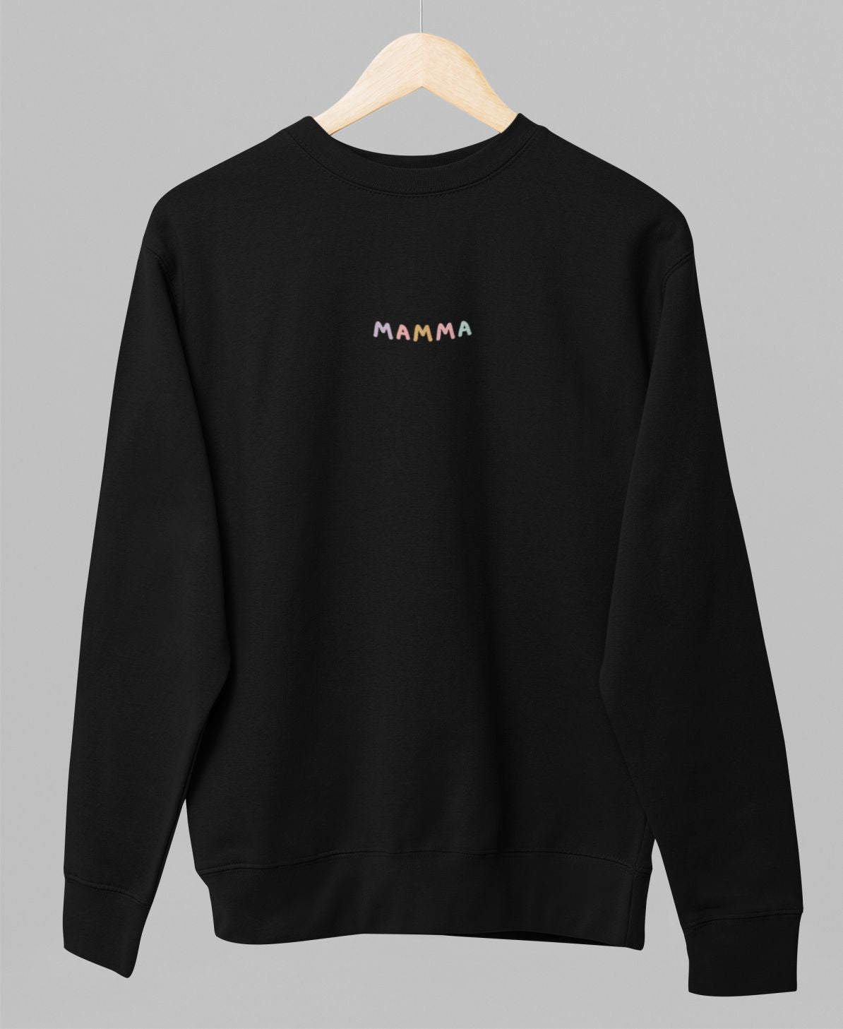 Melns UNISEX džemperis bez kapuces "Krāsaina mamma"