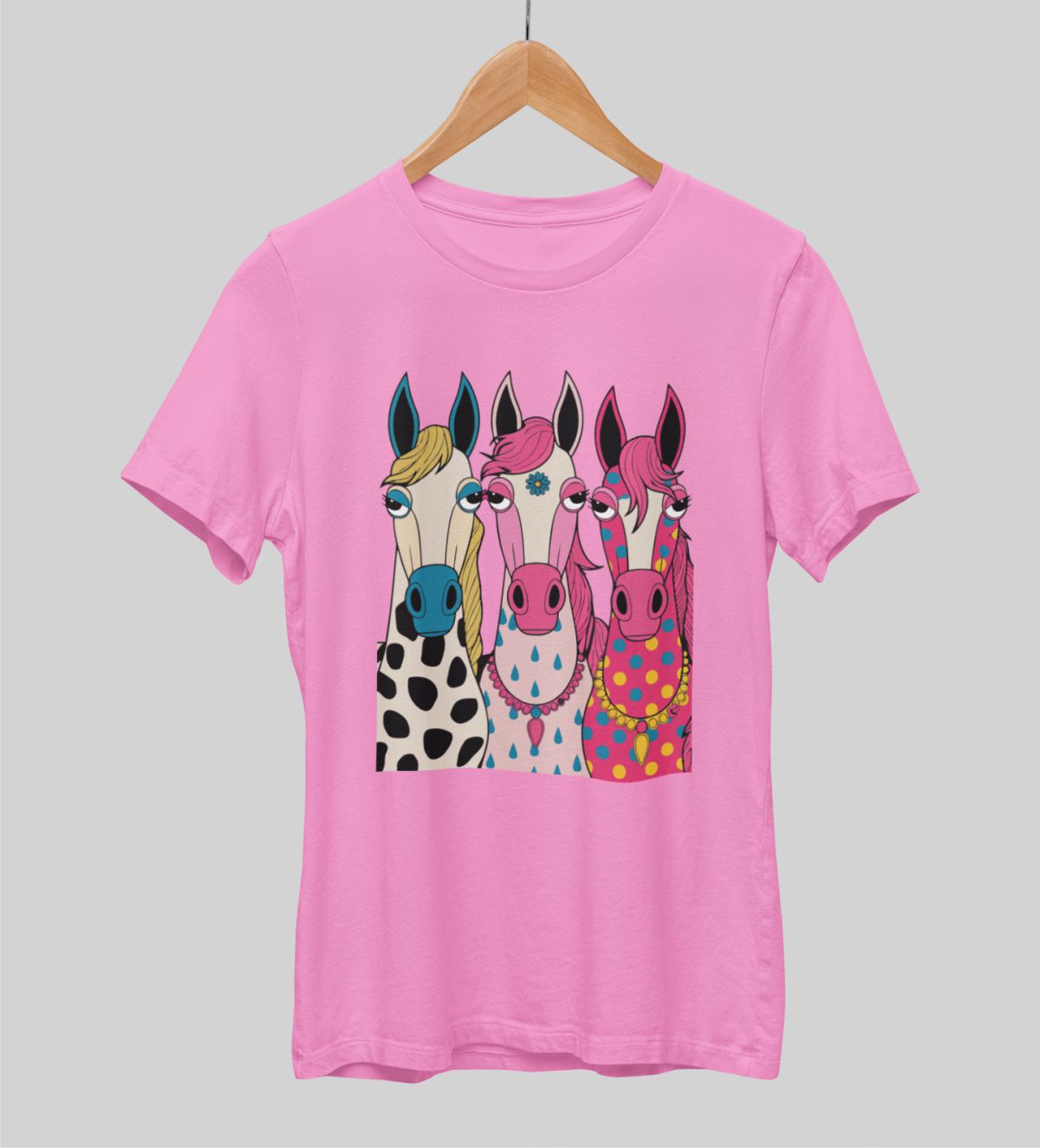 Růžové unisex tričko "Koníci"