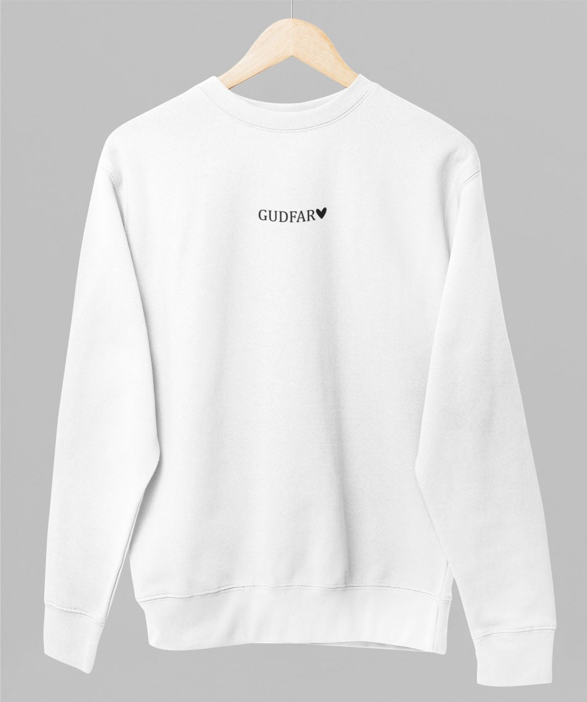 Vit UNISEX tröja “Gudfar med hjärta”