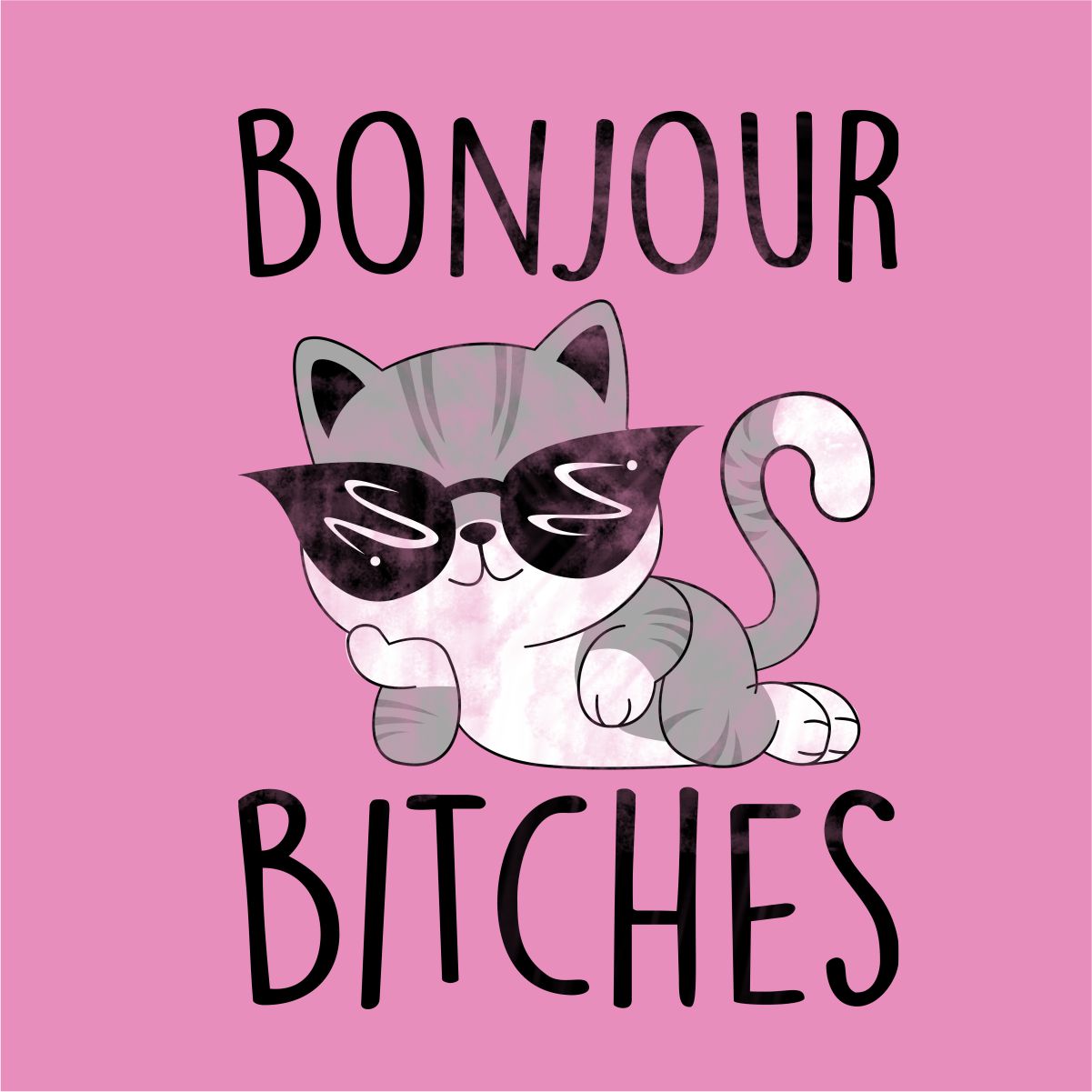 Rozā UNISEX krekli "Bonjour bitches"