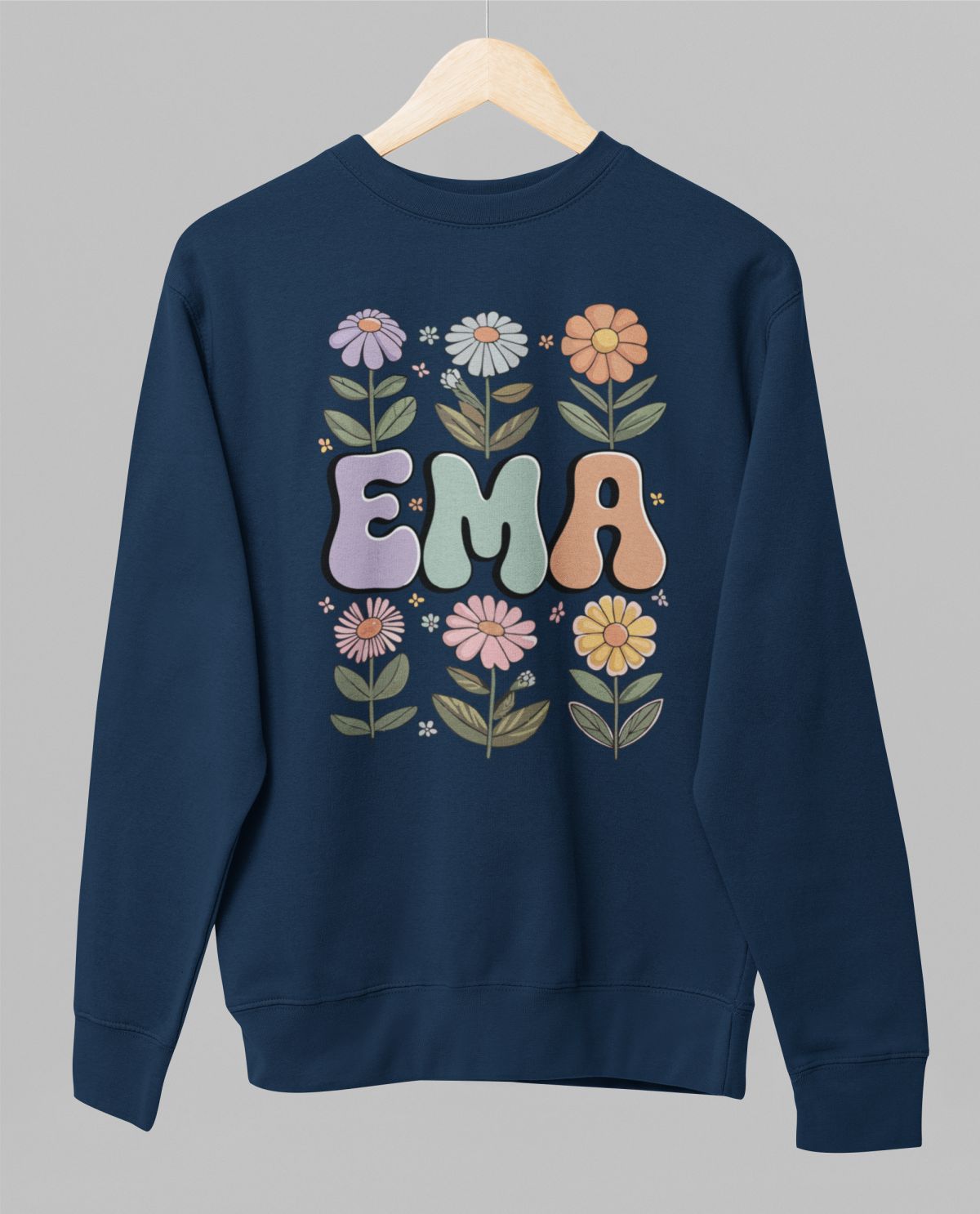 Sinine UNISEX dressipluus ilma kapuutsita "Ema lillede vahel"