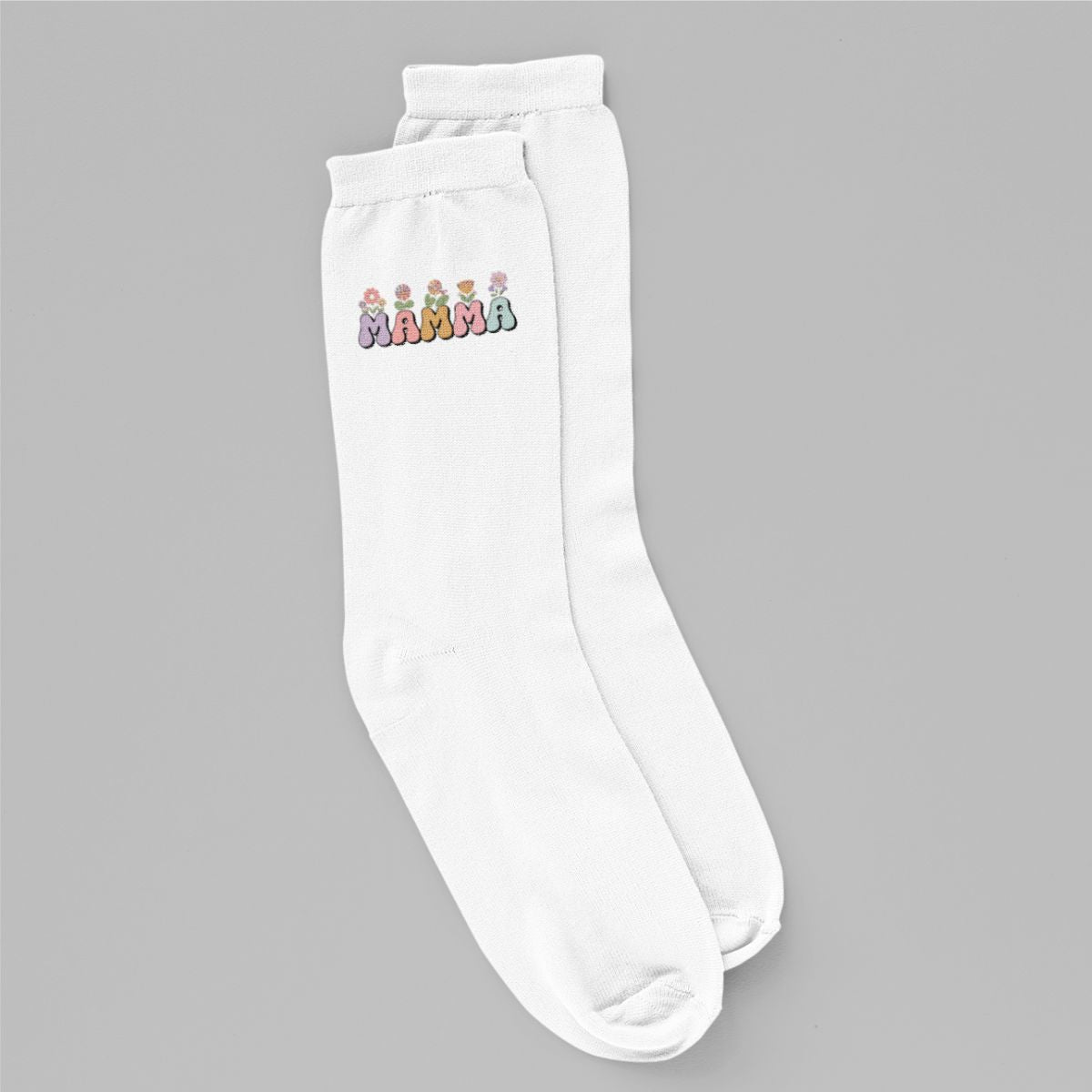 Baltas zeķes "Mamma ar puķēm"