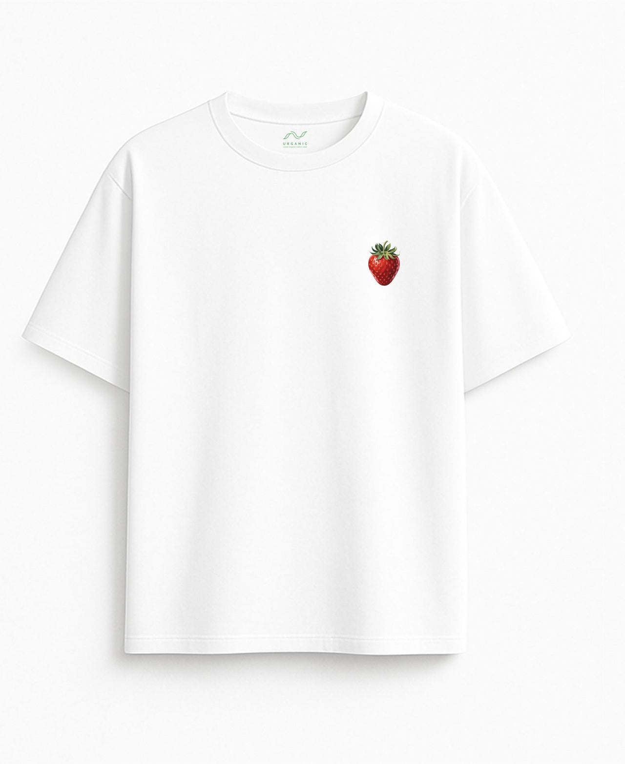 Oversized white T-shirt "Strawberries"