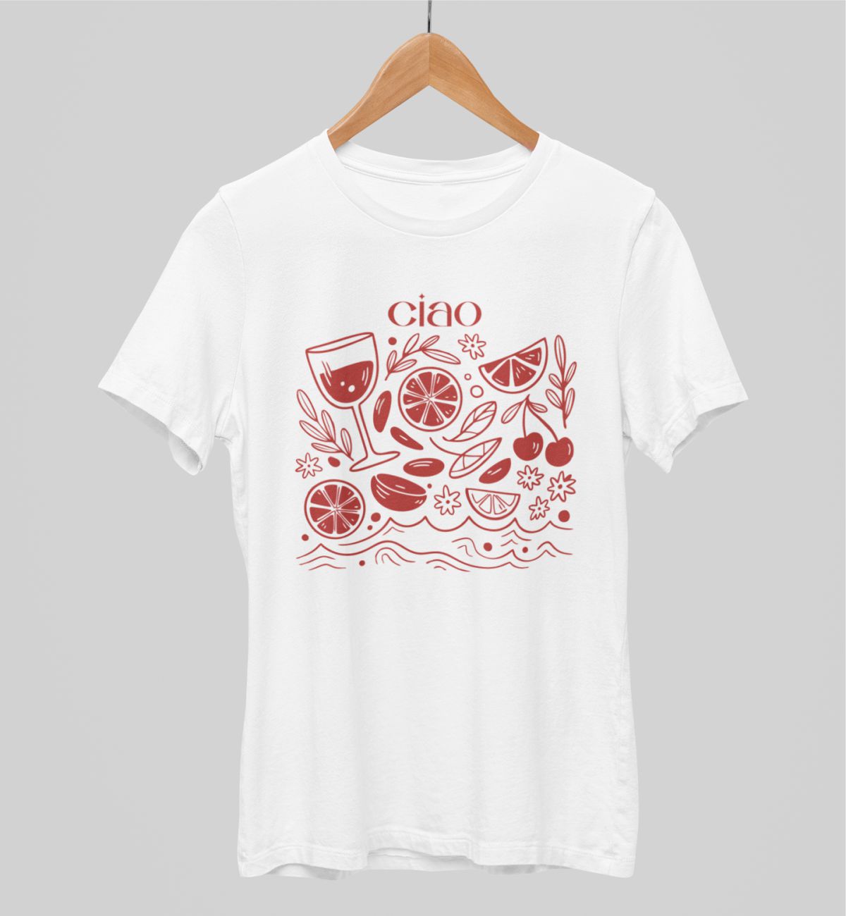 Valkoiset unisex T-paidat "Ciao"