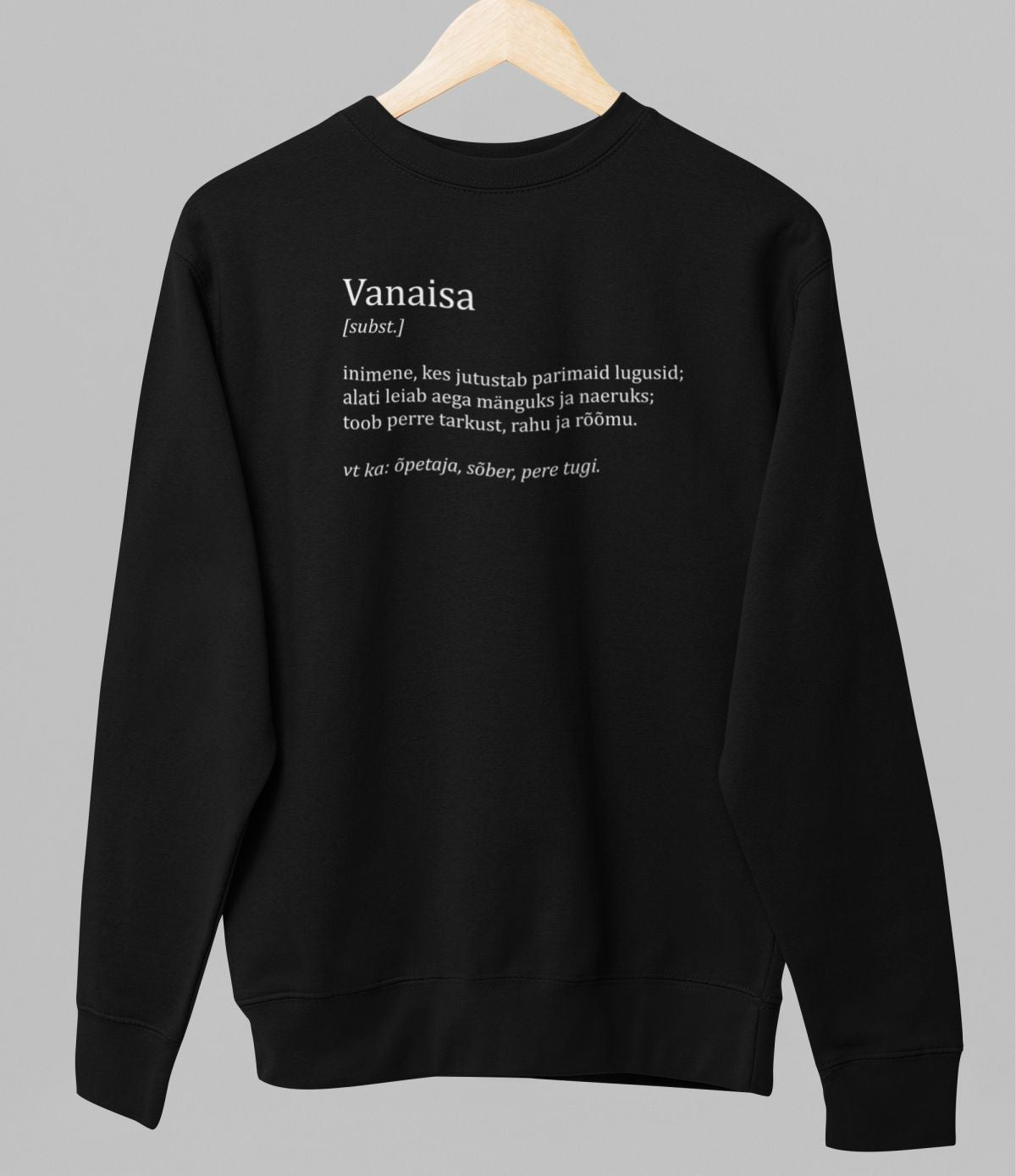 Must UNISEX dressipluus ilma kapuutsita "Vanaisa kirjeldus"