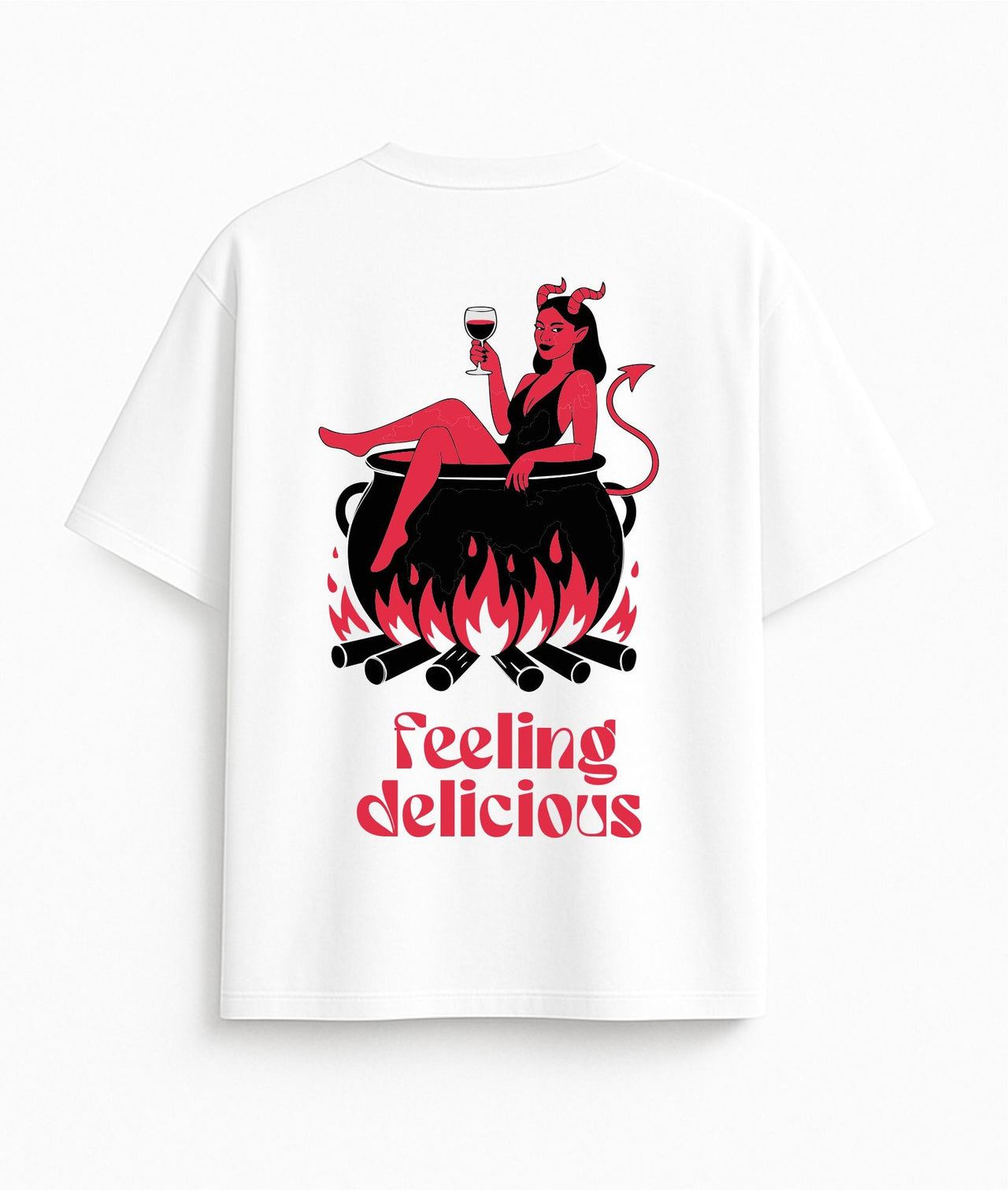 BALTI OVERSIZED MARŠKINĖLIAI "FEELING DELICIOUS"