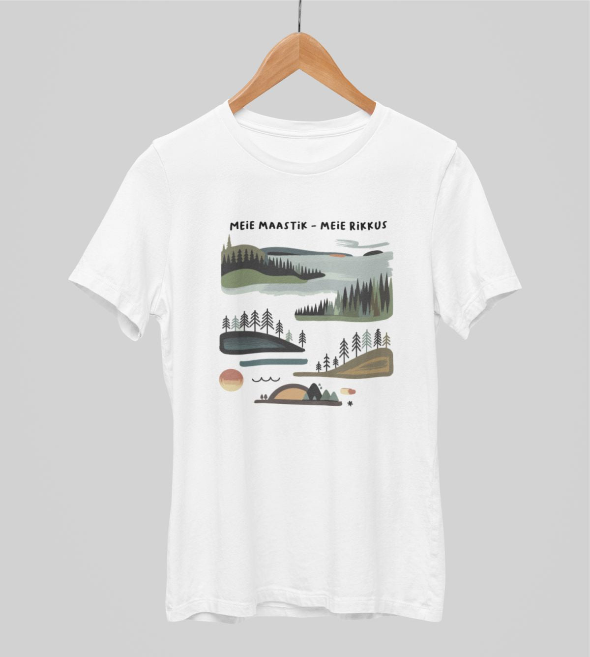 Valged UNISEX T-särgid "Meie maastik - meie rikkus"