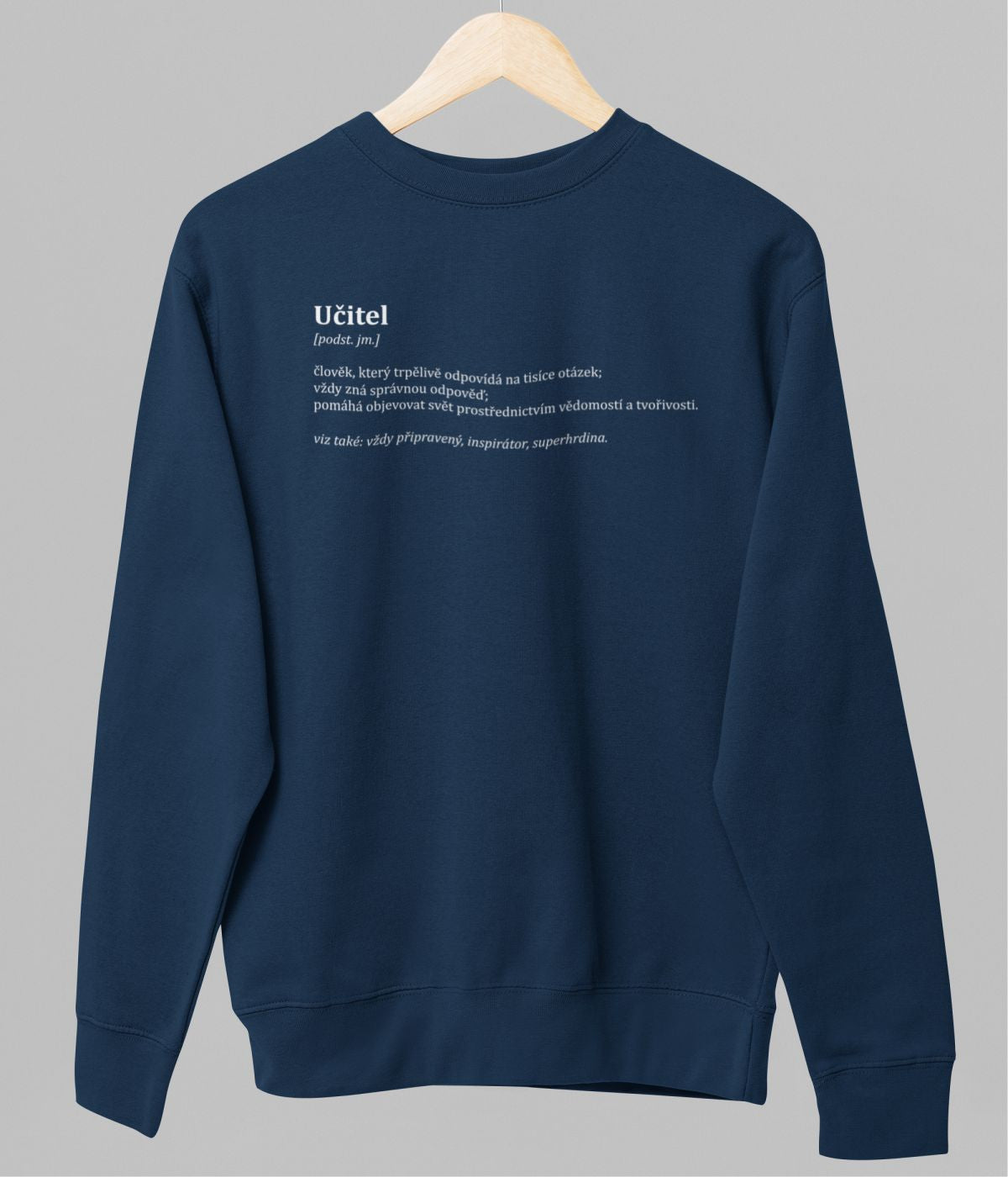 Modrá unisex mikina "Popis učitele"