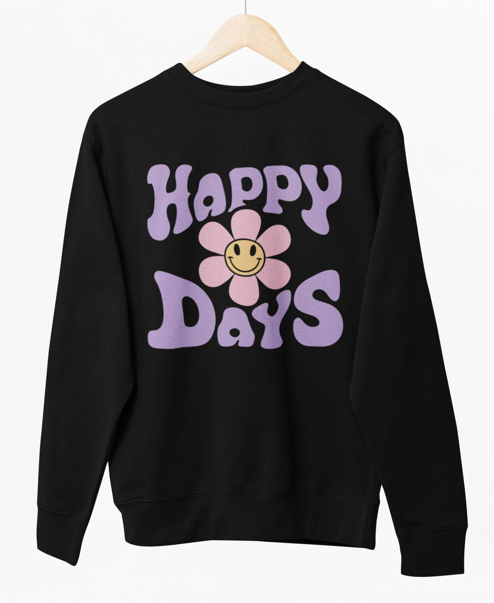 Must UNISEX dressipluus ilma kapuutsita "Happy days"