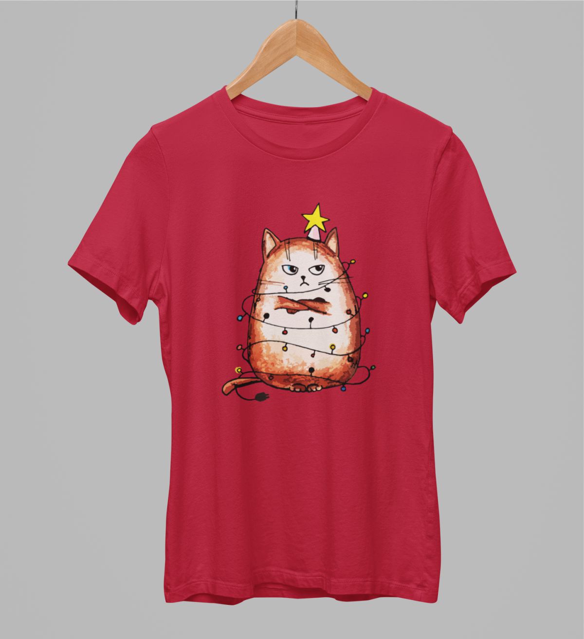 Punane UNISEX T-särgid "Vihane kass"