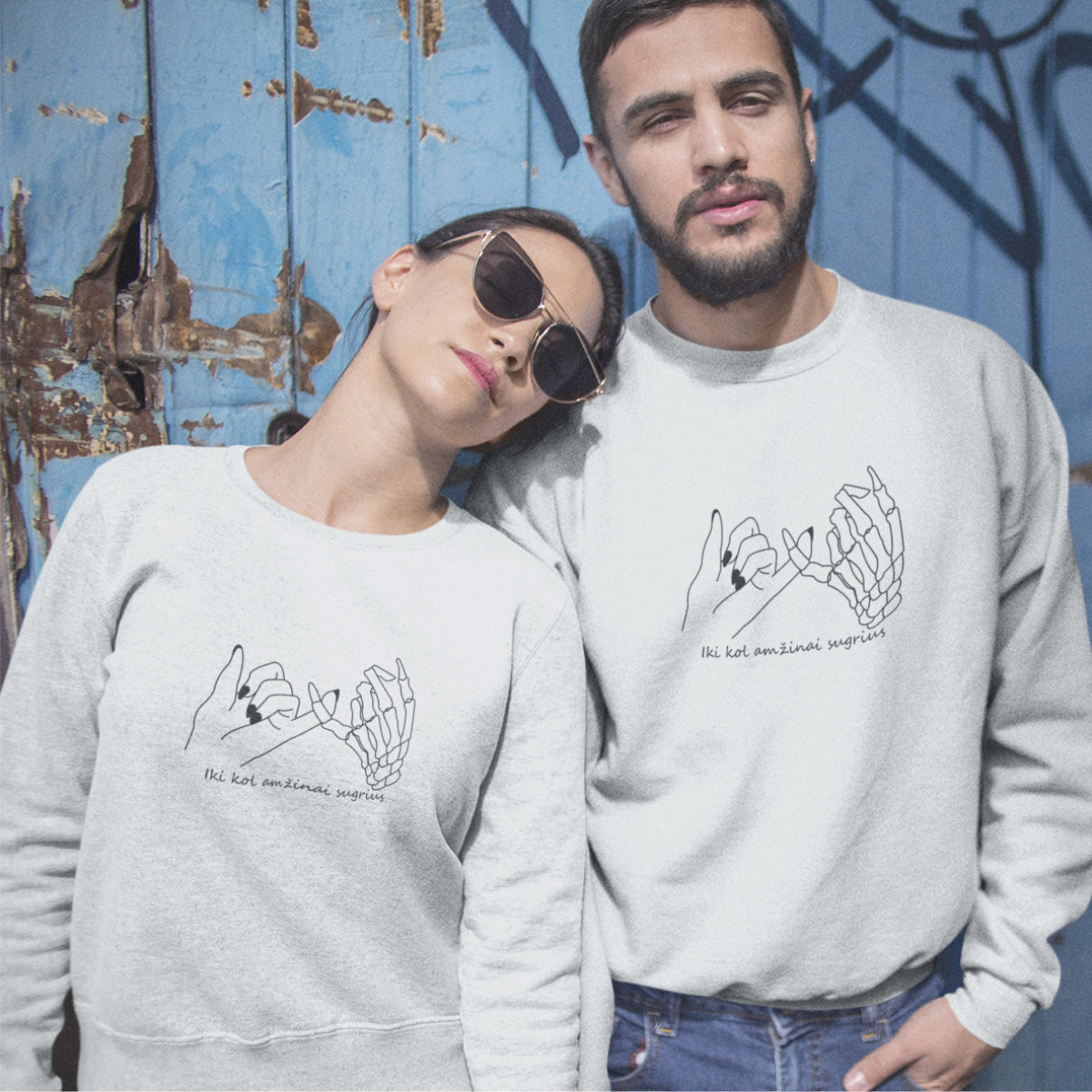 Balti džemperi bez kapucēm pāriem "Līdz mūžības beigām"