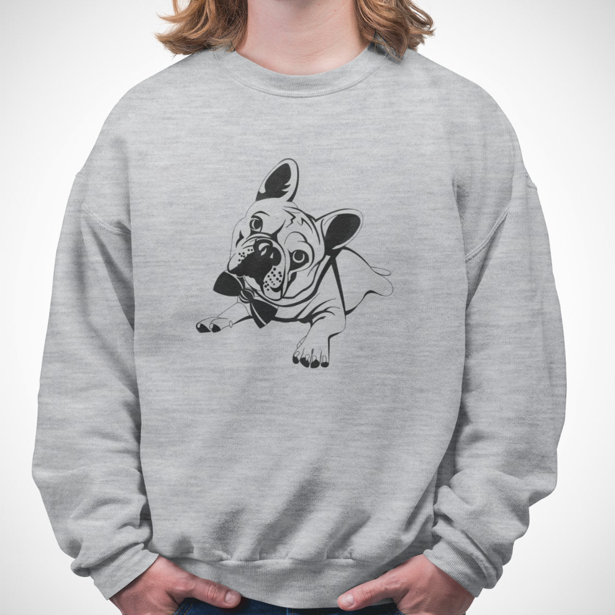 Bluza melanżowa szara Buldog francuski