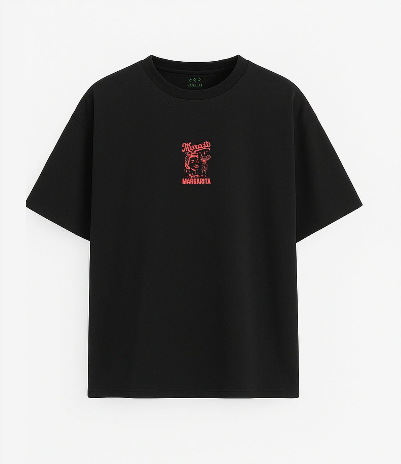 JUODI UNISEX OVERSIZE MARŠKINĖLIAI "MAMA NEEDS A MARGARITA"
