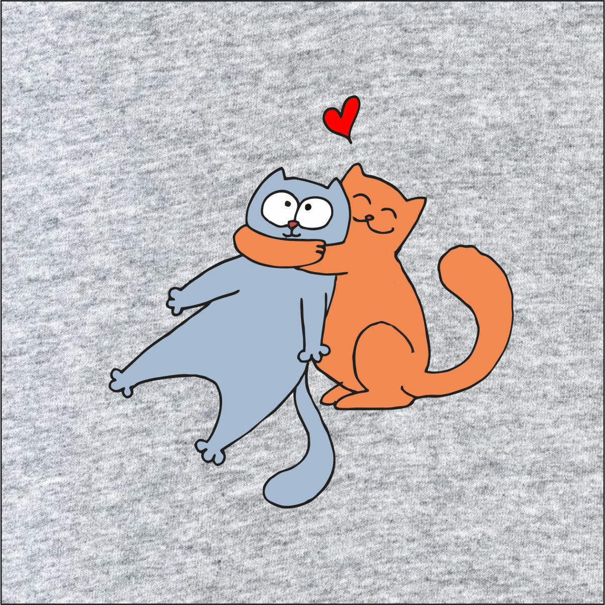 Hallikirjud kapuutsita dressipluusid paaridele „Kallistavad kassipojad“