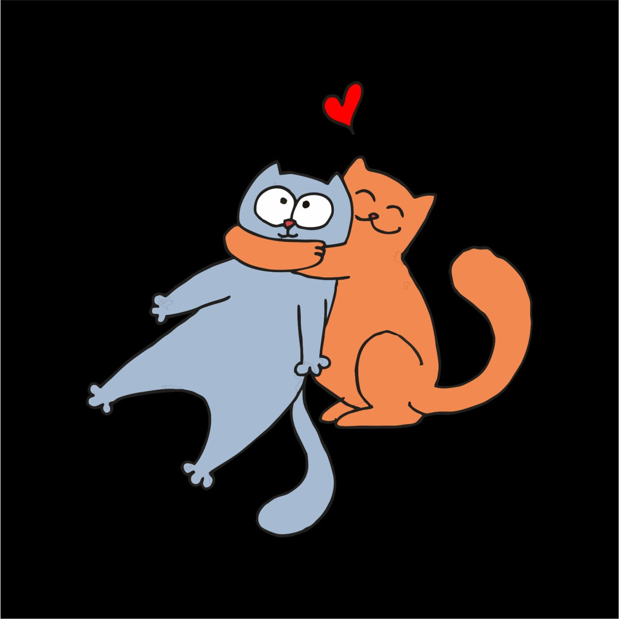 Mustad kapuutsita dressipluusid paaridele „Kallistavad kassipojad“