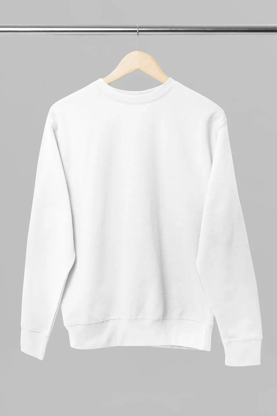 Valge  UNISEX dressipluus ilma kapuutsita ja trükita