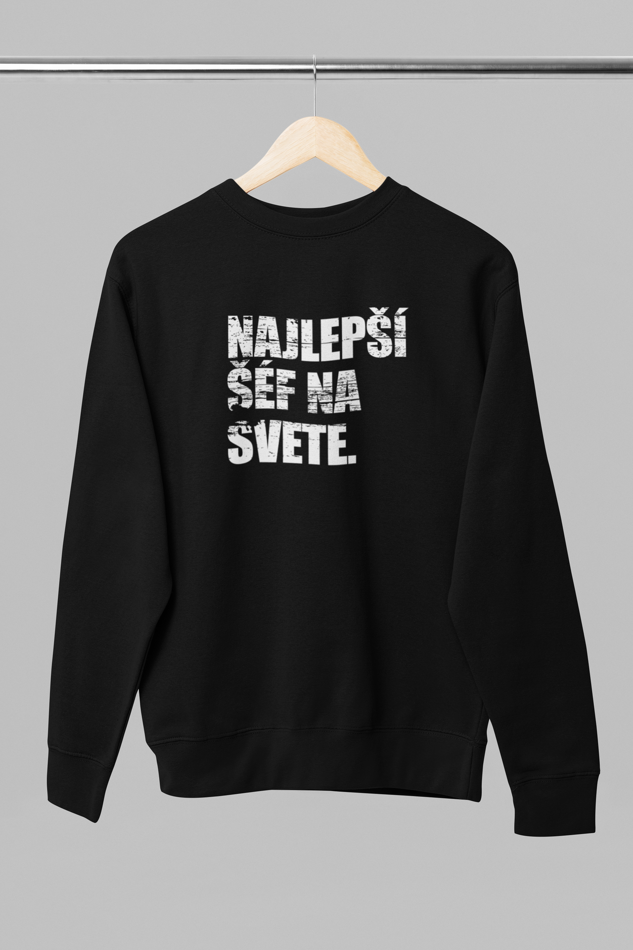 Čierna unisex mikina bez kapucne "Najlepší šéf na svete"