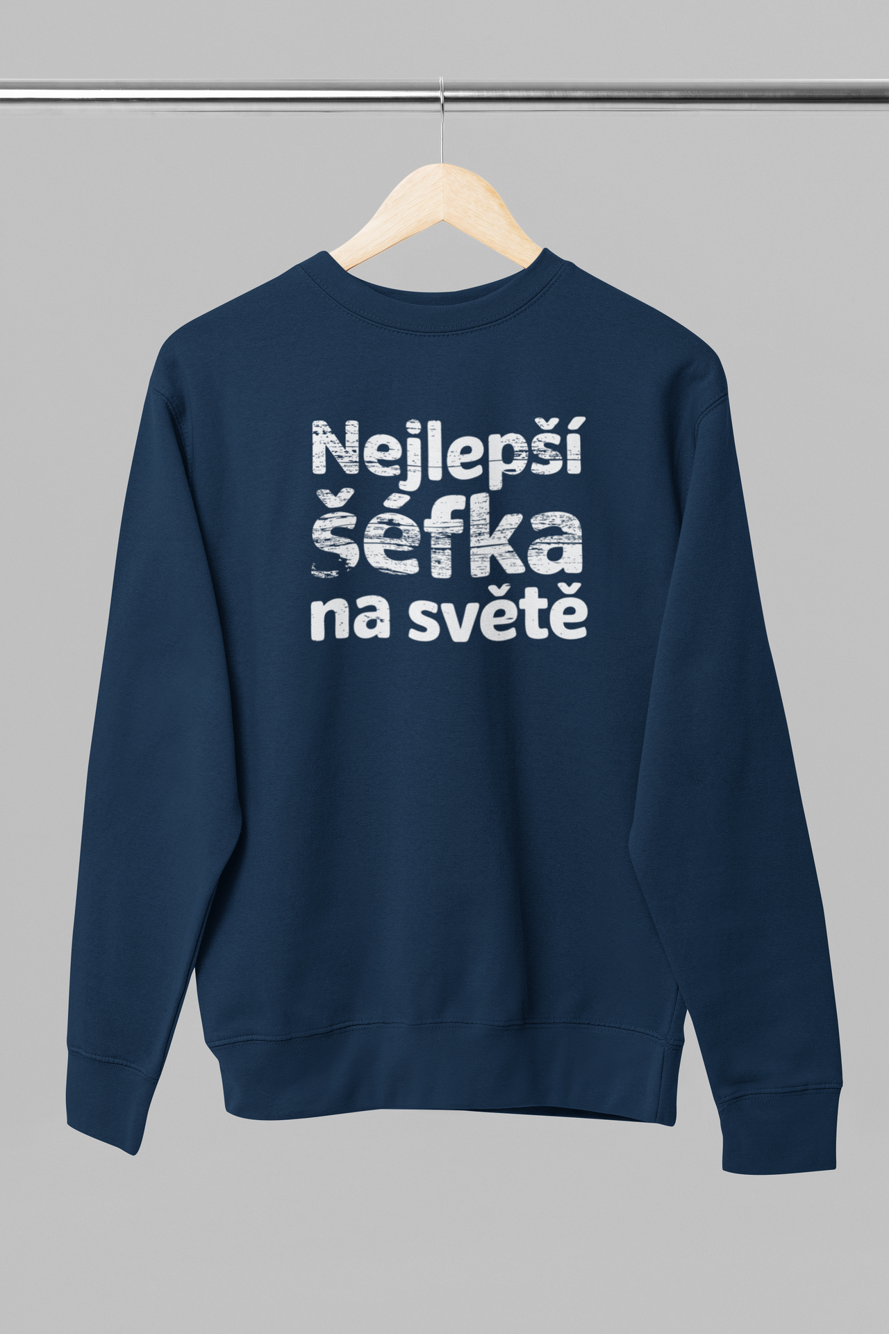 Modrá unisex mikina "Nejlepší šéfka na světě"