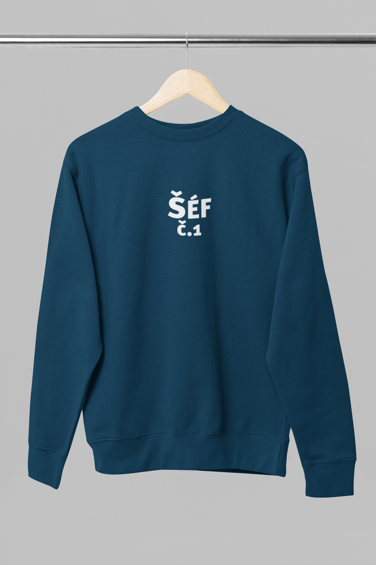 Tmavomodrá unisex mikina bez kapucne "Šéf č. 1"