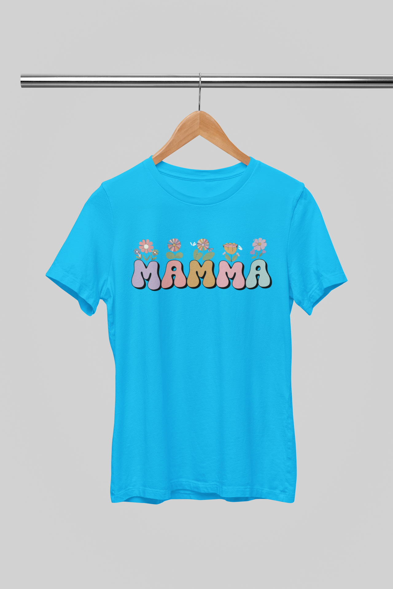 Gaiši zilā krāsā  UNISEX krekli "Mamma ar pukem"