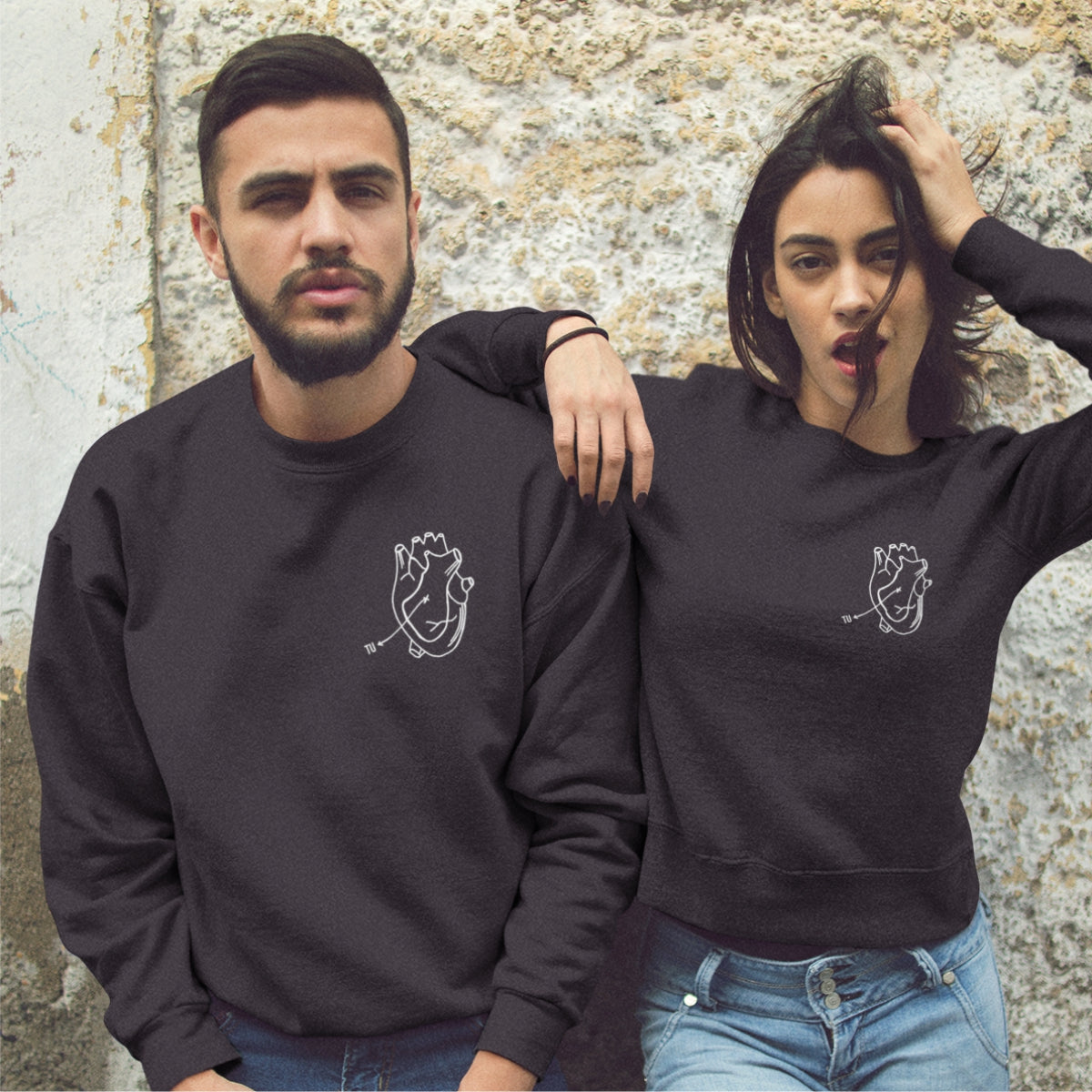 Melni džemperi bez kapucēm pāriem "Tu esi manā sirdī"