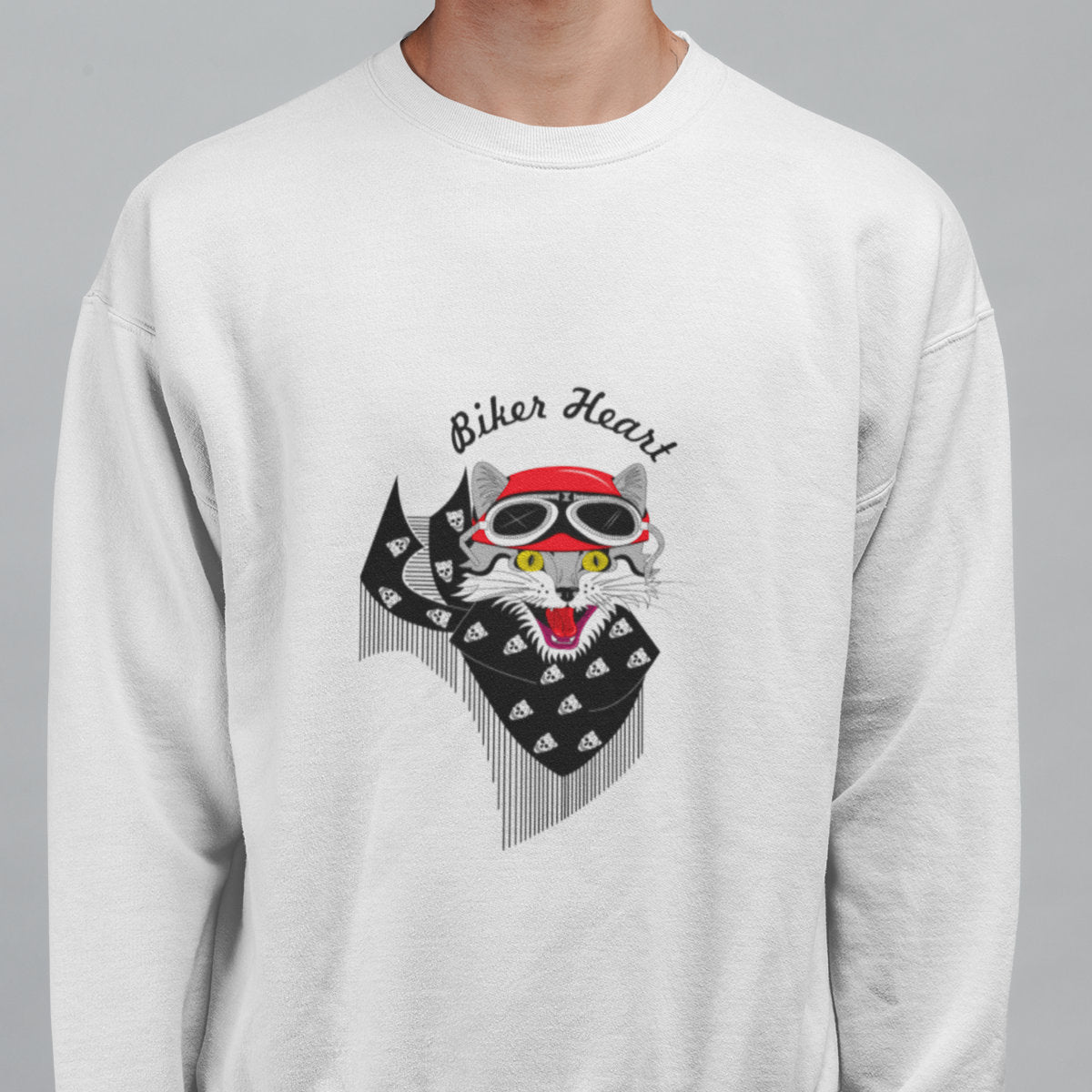 White Sweatshirt Biker heart